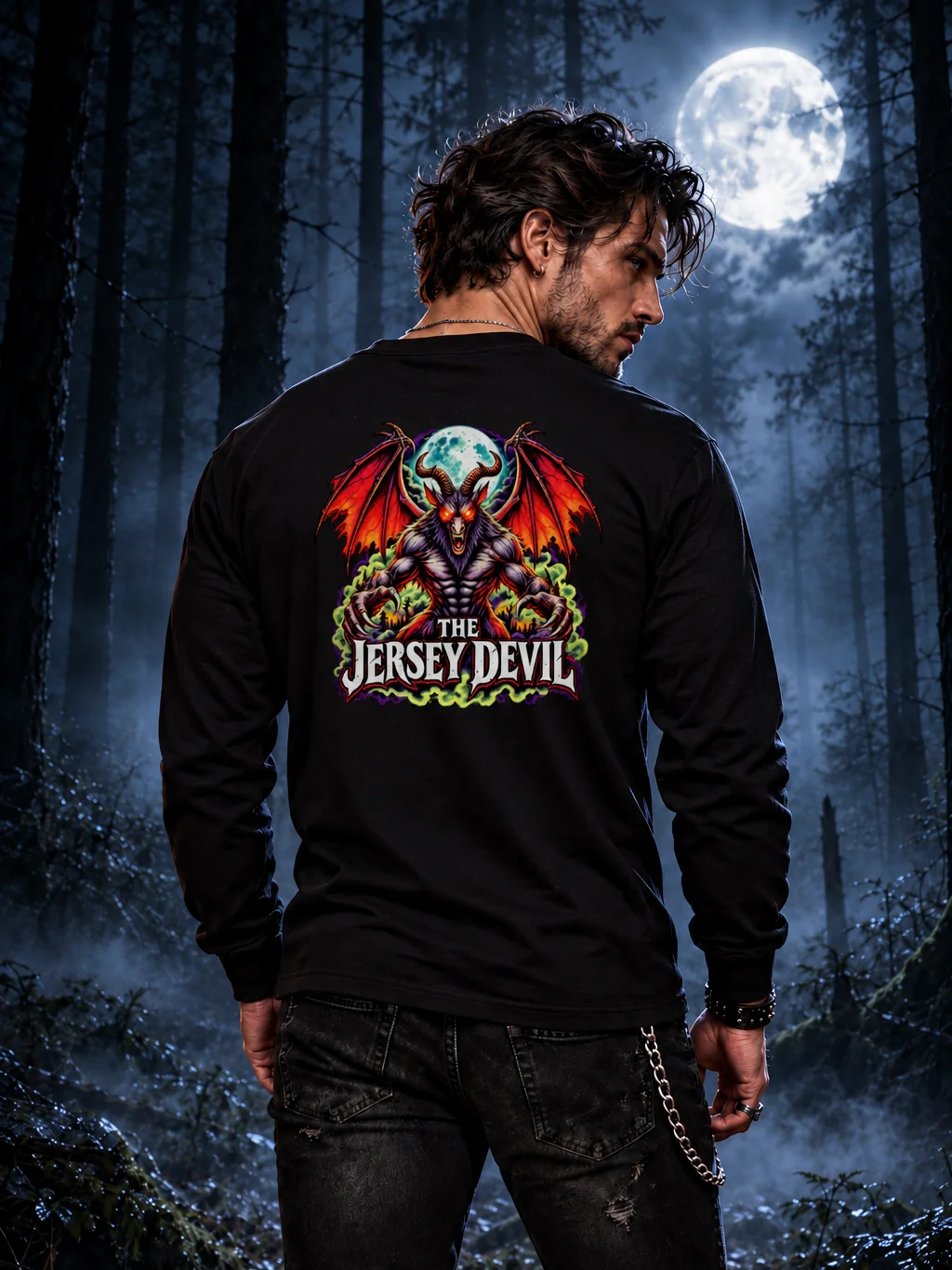 Jersey Devil: Neon Nightmares – Back Print Long Sleeve Shirt product image (3)