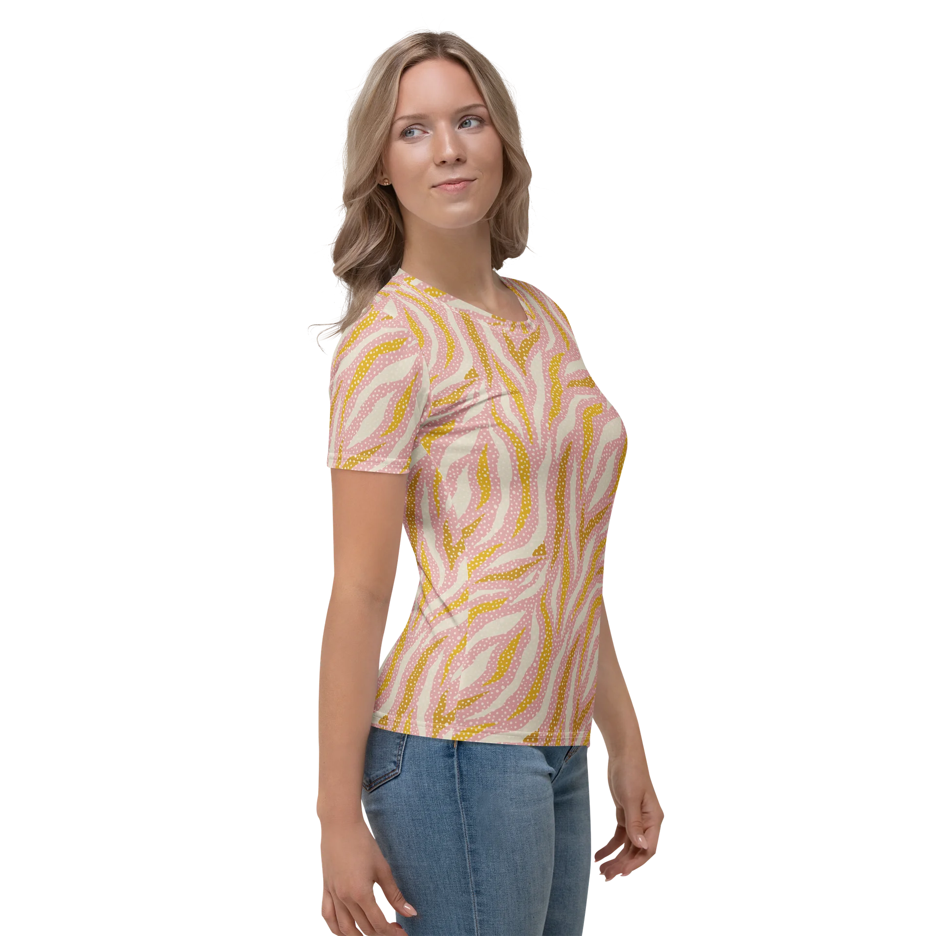 Zebra Skin Women's Crew Neck T-Shirt with Colorful Polka Dots product image (4)