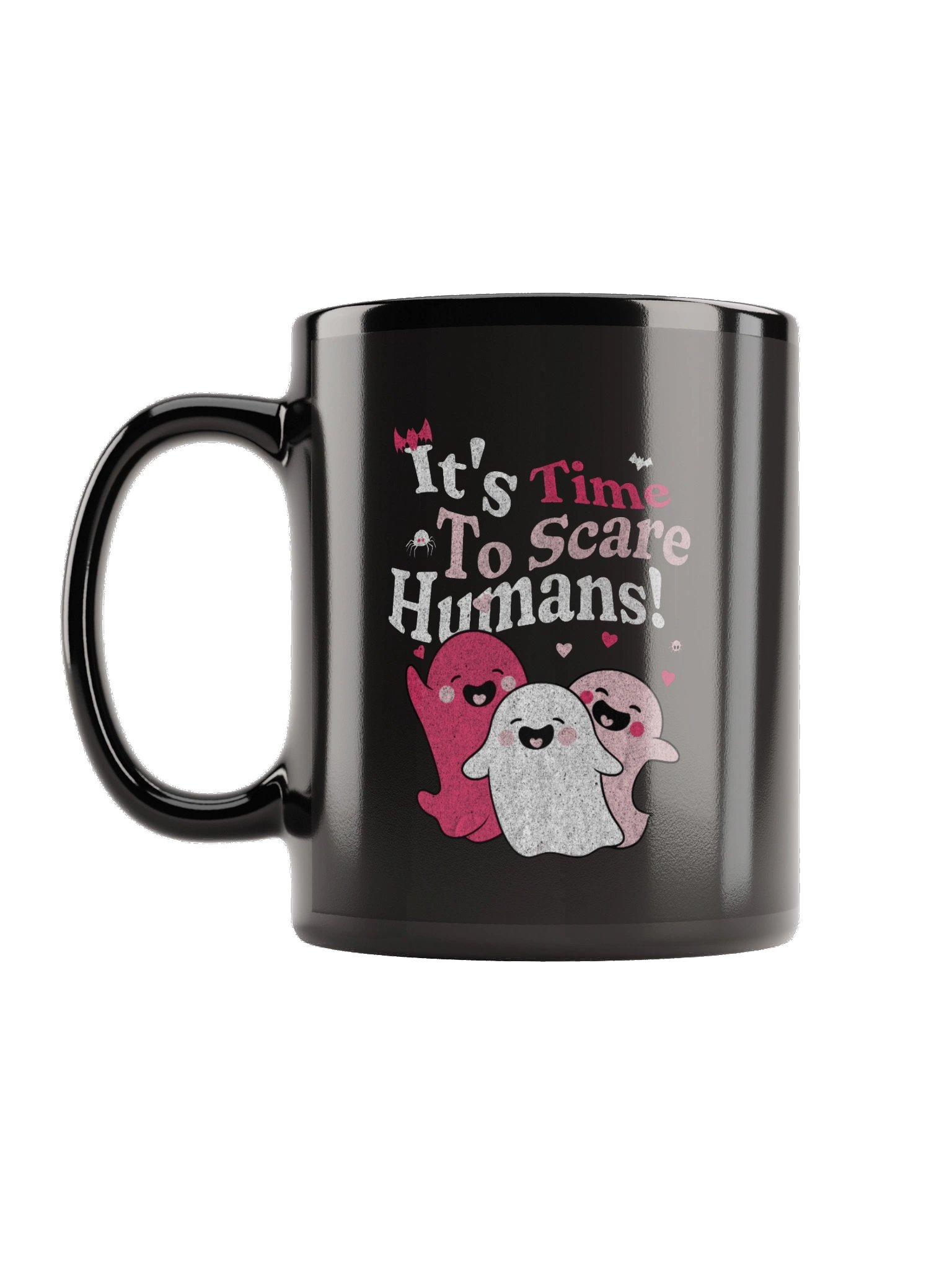Time To Scare Human Mug - Cute Pink Ghost Friends Coffee Mug | Funny Halloween Ghost Mug product image (1)