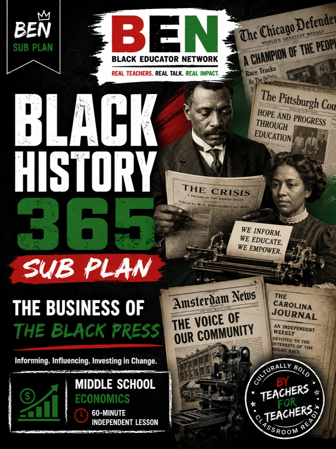 Black History 365 Sub Plan: The Business of The Black Press | Middle School Economics| 60-Minute Lesson product image (1)
