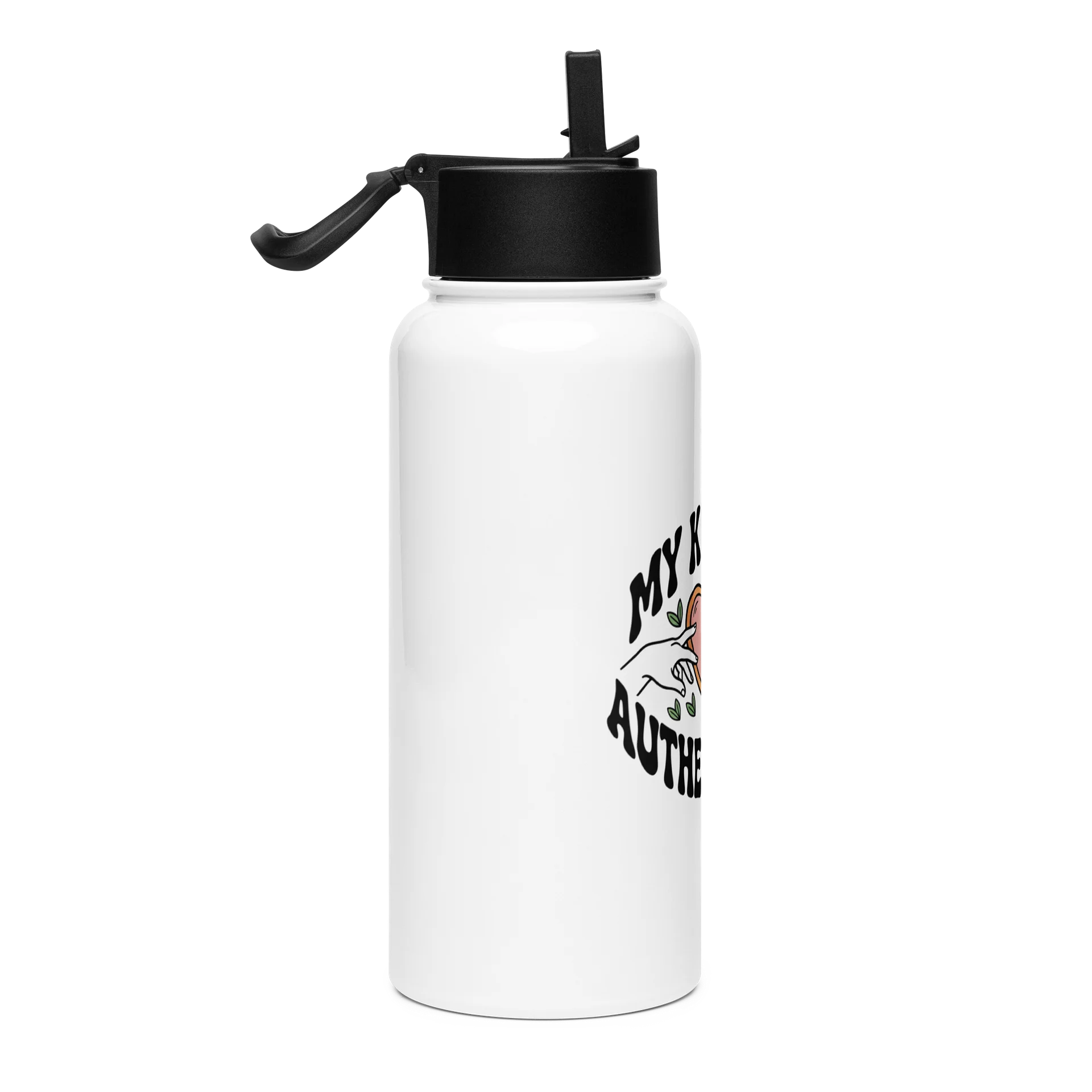 “My Kink Is Authenticity” White Stainless Steel Water Bottle with Straw Lid product image (4)