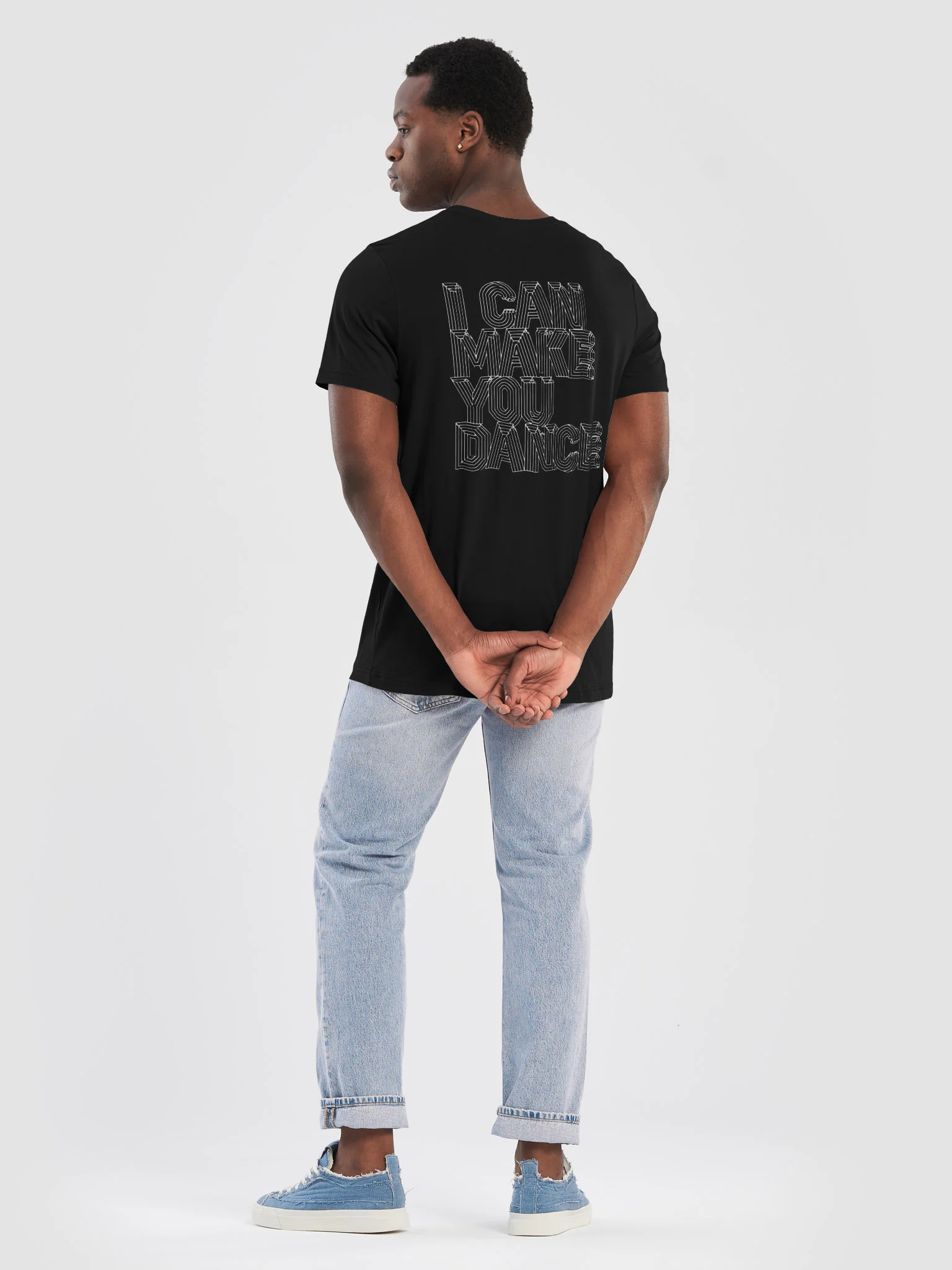 LABEL LOGO W/ I CAN MAKE YOU DANCE ON BACK (Men's Fitted T-Shirt) product image (4)