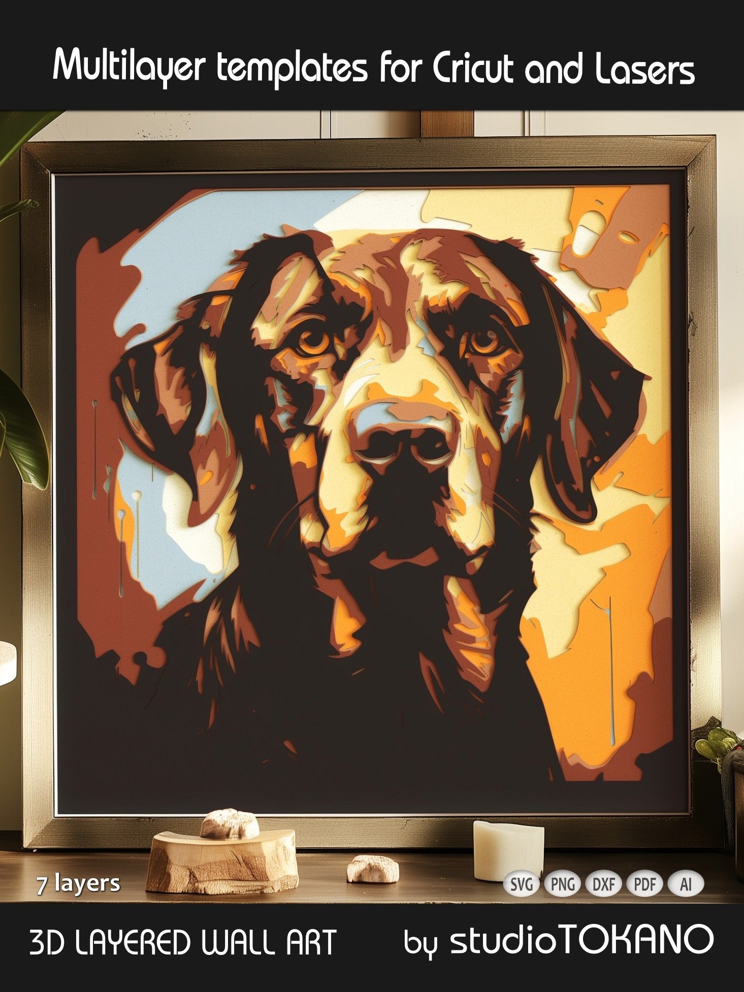 Labrador Dog 3D Papercut template product image (4)