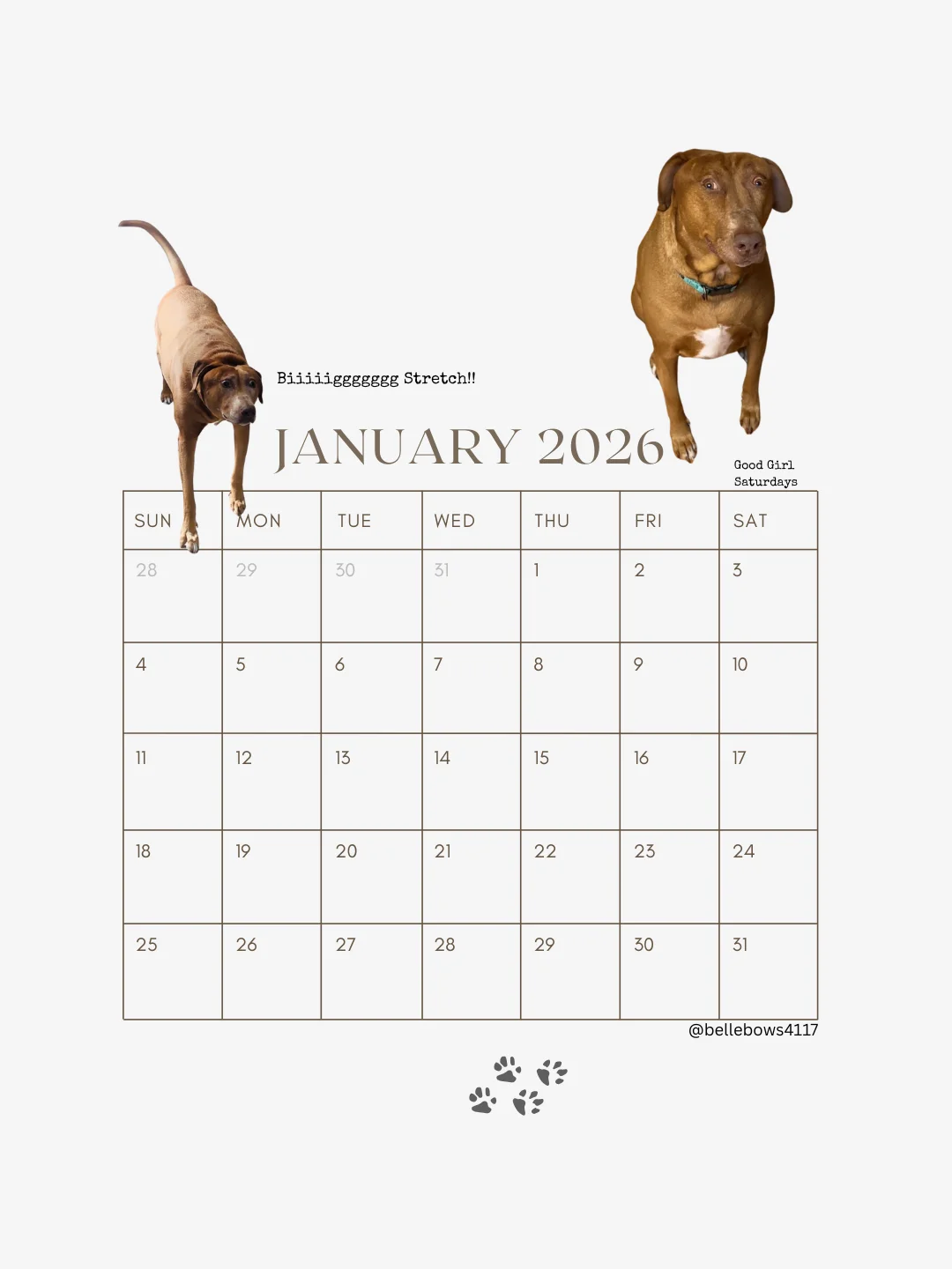 Belle 2026 Calendar B 8.5x11 (Download) product image (2)