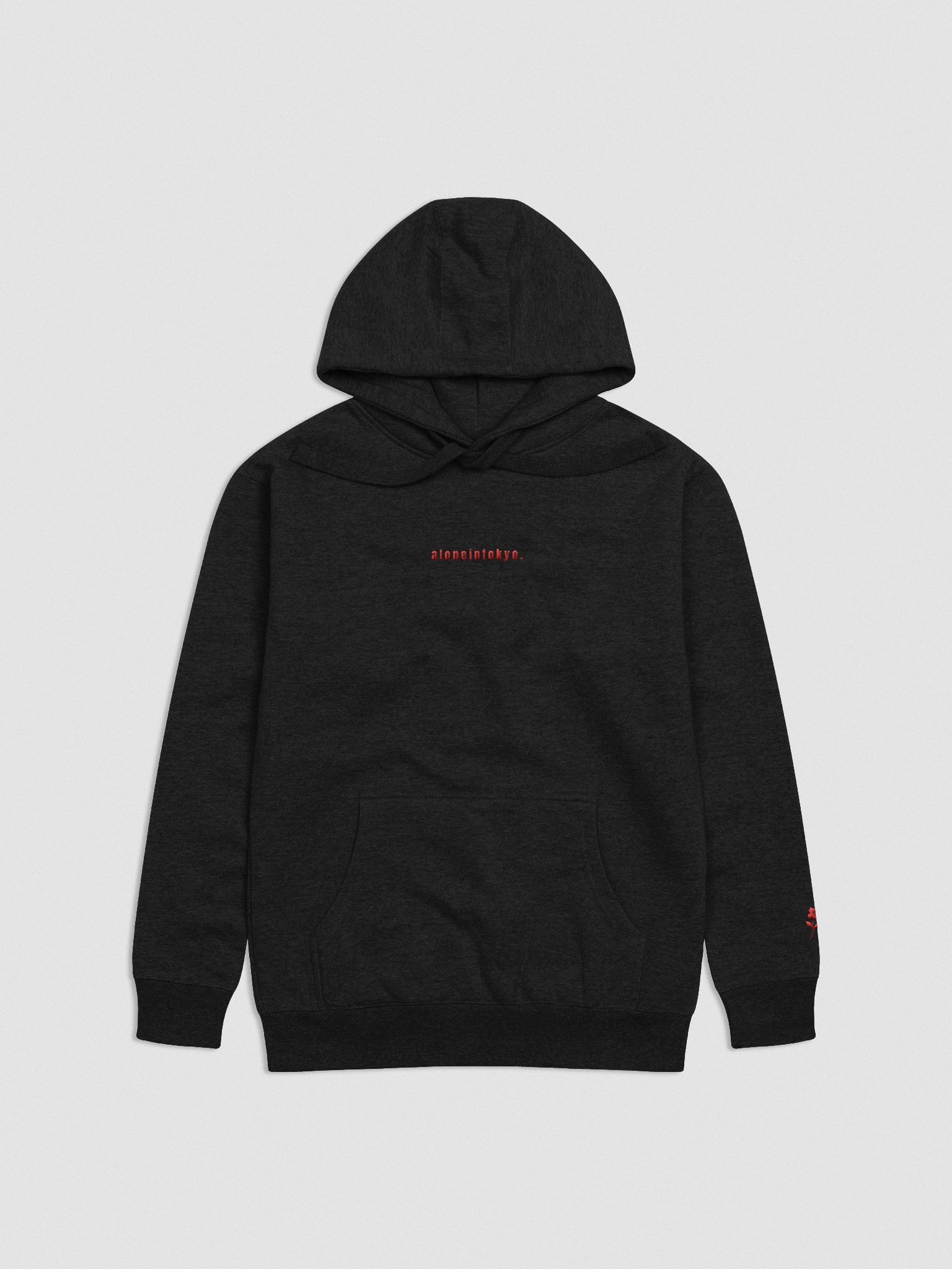 TOKYO BLOOD RED TEXT EMBROIDERED HOODIE product image (1)