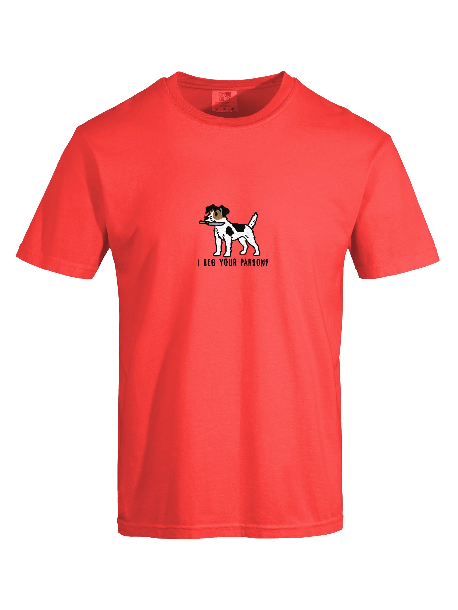 I Beg Your Parson? Funny Chibi-Style Embroidered T-Shirt for Parson Russell Terrier(Black, Tan, & White) Owners product image (45)