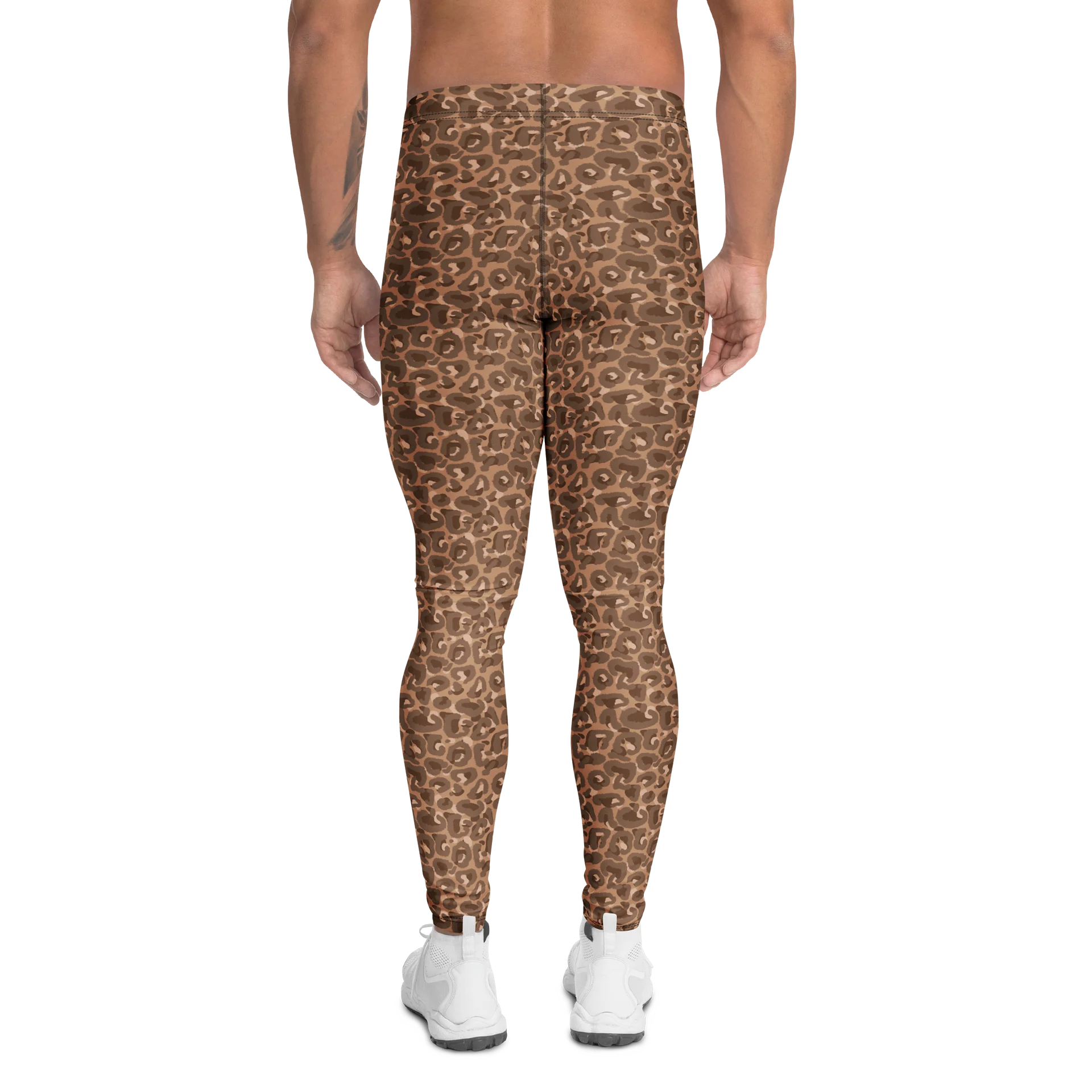 Comfortable Mens Leggings Bold Brown Leopard Print product image (2)