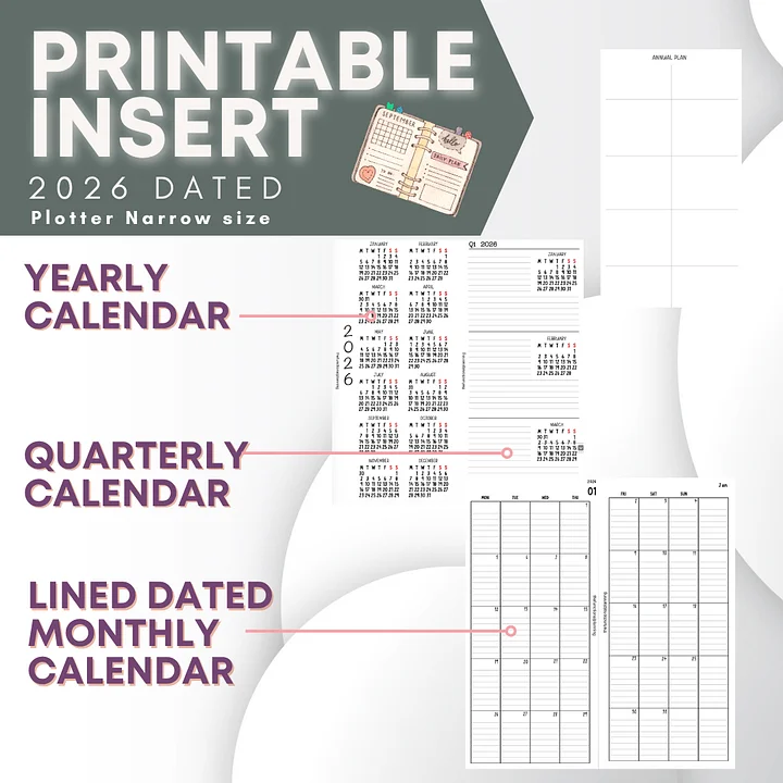Dated Monthly Calendar with Quarterly Planner - Narrow Size product image (1)