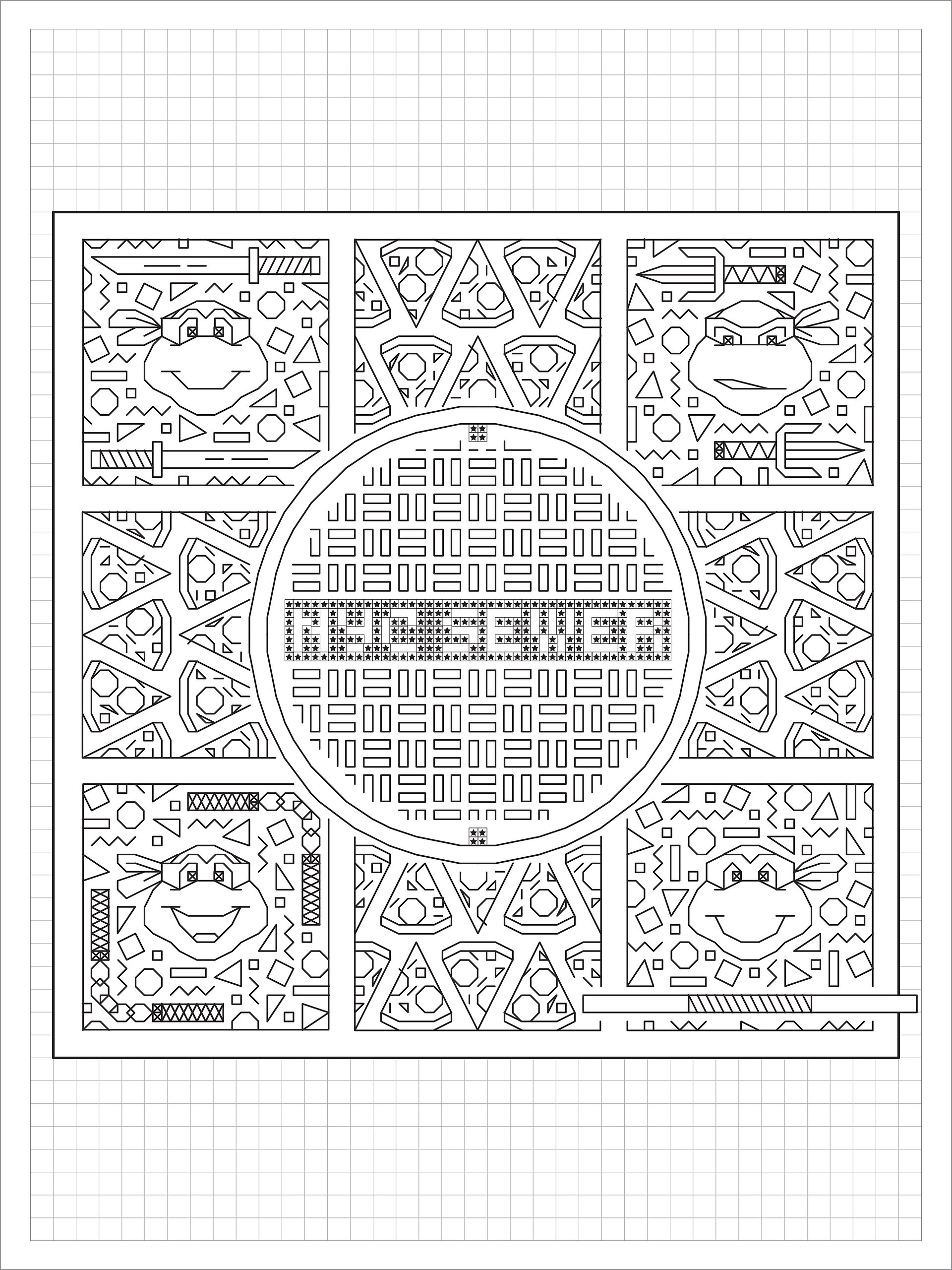 Shinobi Terrapins • Blackwork Cross Stitch Pattern • PDF Digital Download product image (1)