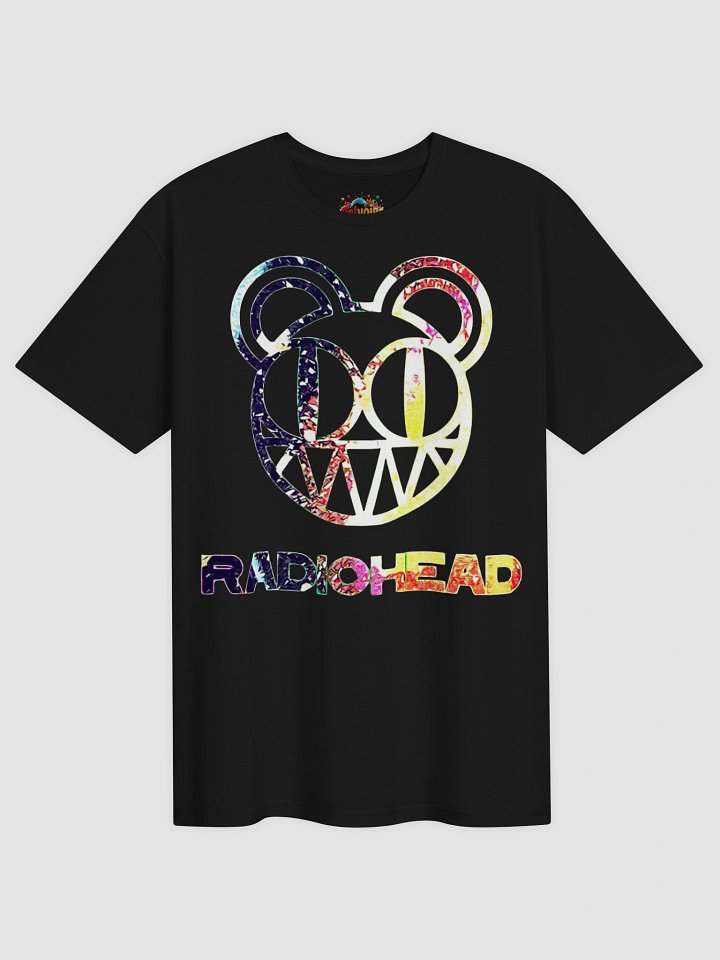 Radiohead Bear Logo T-Shirt | Modified Bear Neon Rainbow Graphic Tee | Kid A Alternative Rock Collector Band Shirt product image (2)