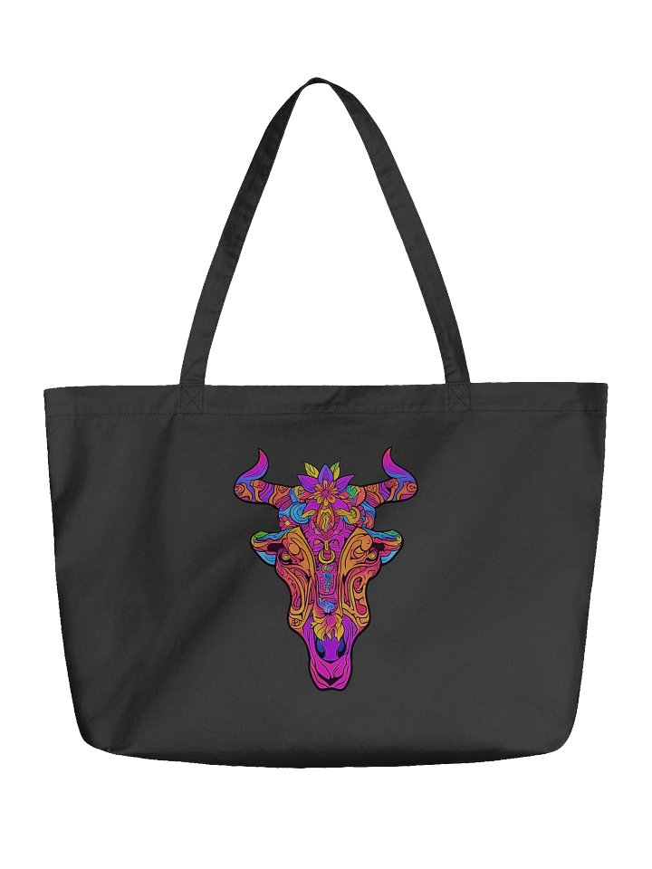 Neon Bull Skull - Eco-conscious Organic Cotton Tote product image (1)