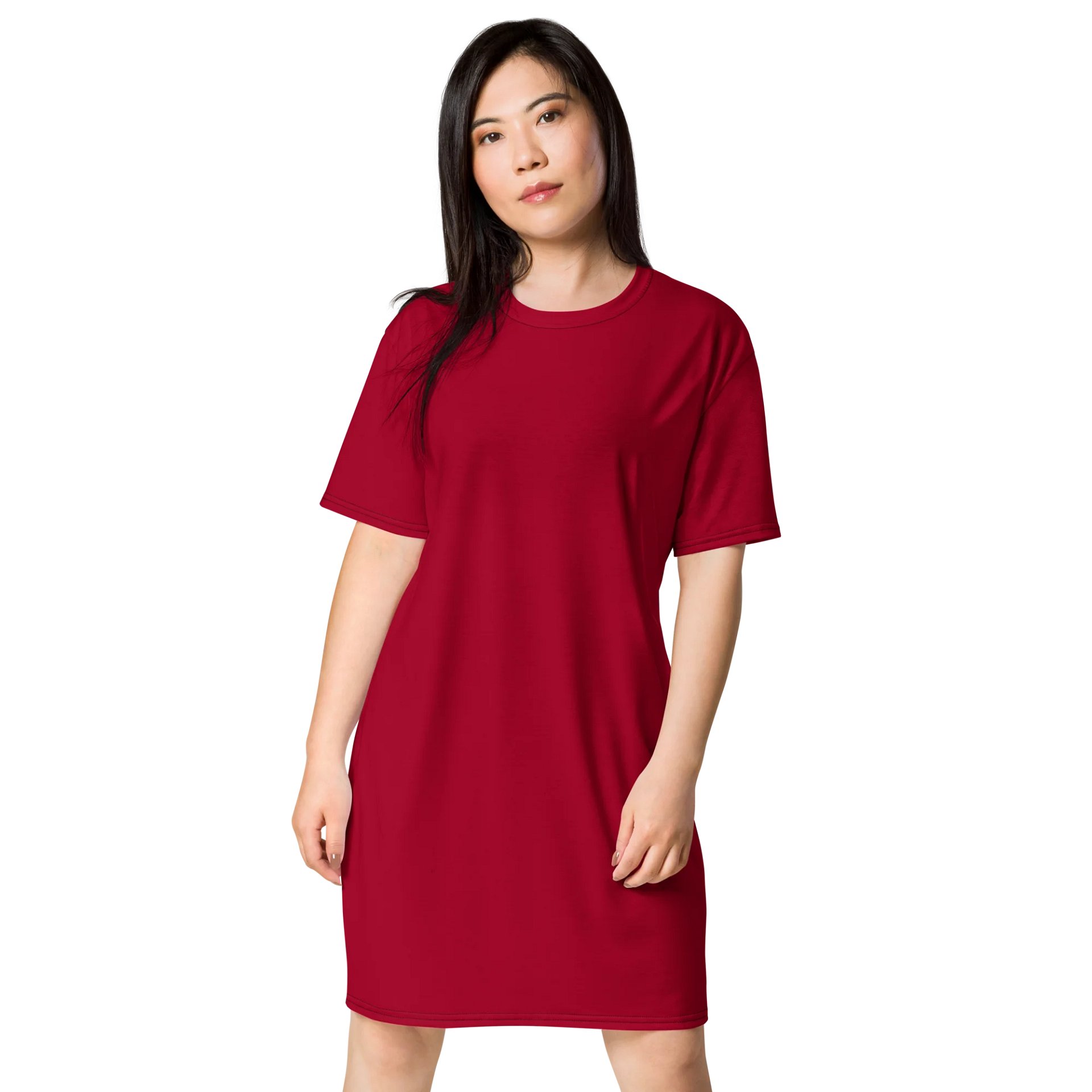 Carmine Oversized T-Shirt Dress | Stretchy Fabric | Casual or Formal Style | Sizes 2XS-6XL | Exclusive Design product image (1)