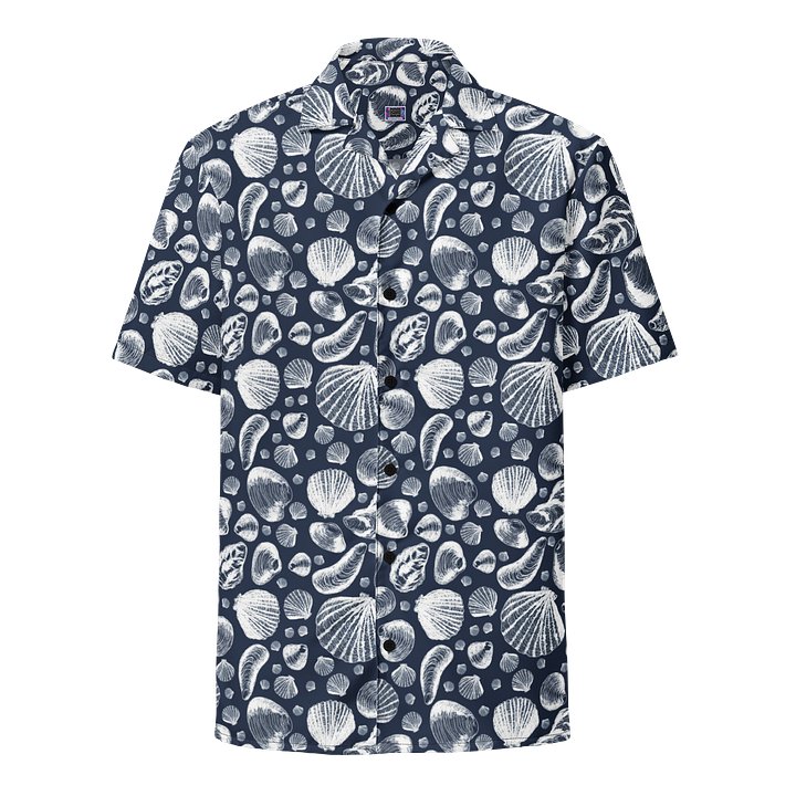 Men's | New England Tidal Treasures | White on Navy | Hawaiian Shirt | Vibrant Coastal Style product image (1)