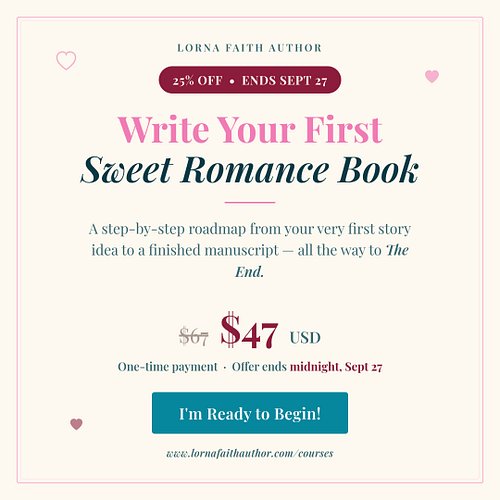 📕Just finished creating a course for new writers to learn to write their 1st sweet romance book. Happy to help beginning writ...