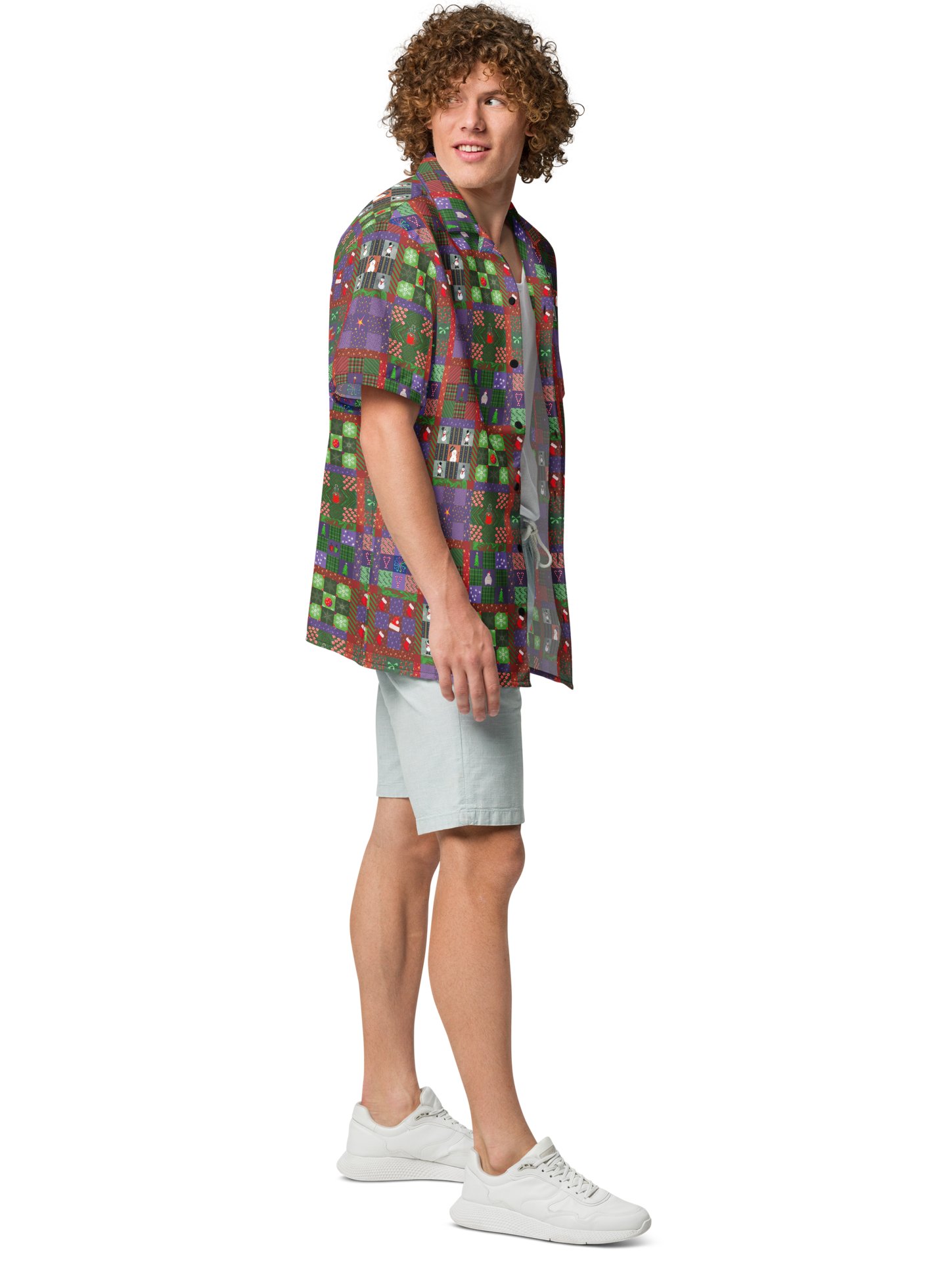 Christmas Patchwork Oversized Button Down Shirt product image (6)