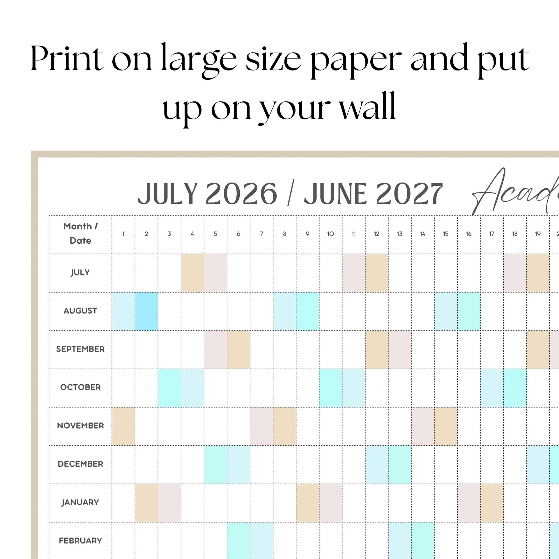 2026 - 2027 Large Yearly Curriculum Map Academic Calendar Planner Printable PDF product image (2)
