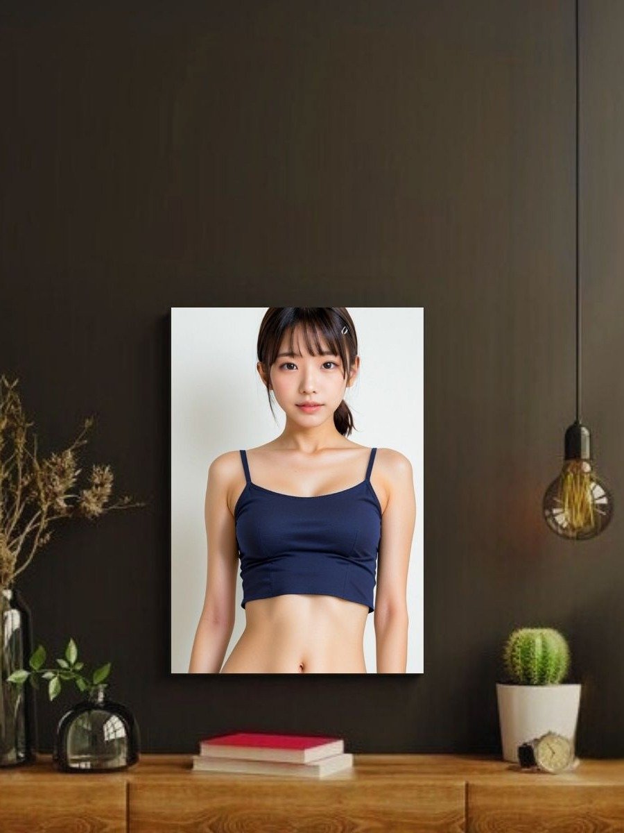 Kawaii Navy Cami Girl 8x10 Metal Wall Art – Studio Model Metal Poster Print product image (2)