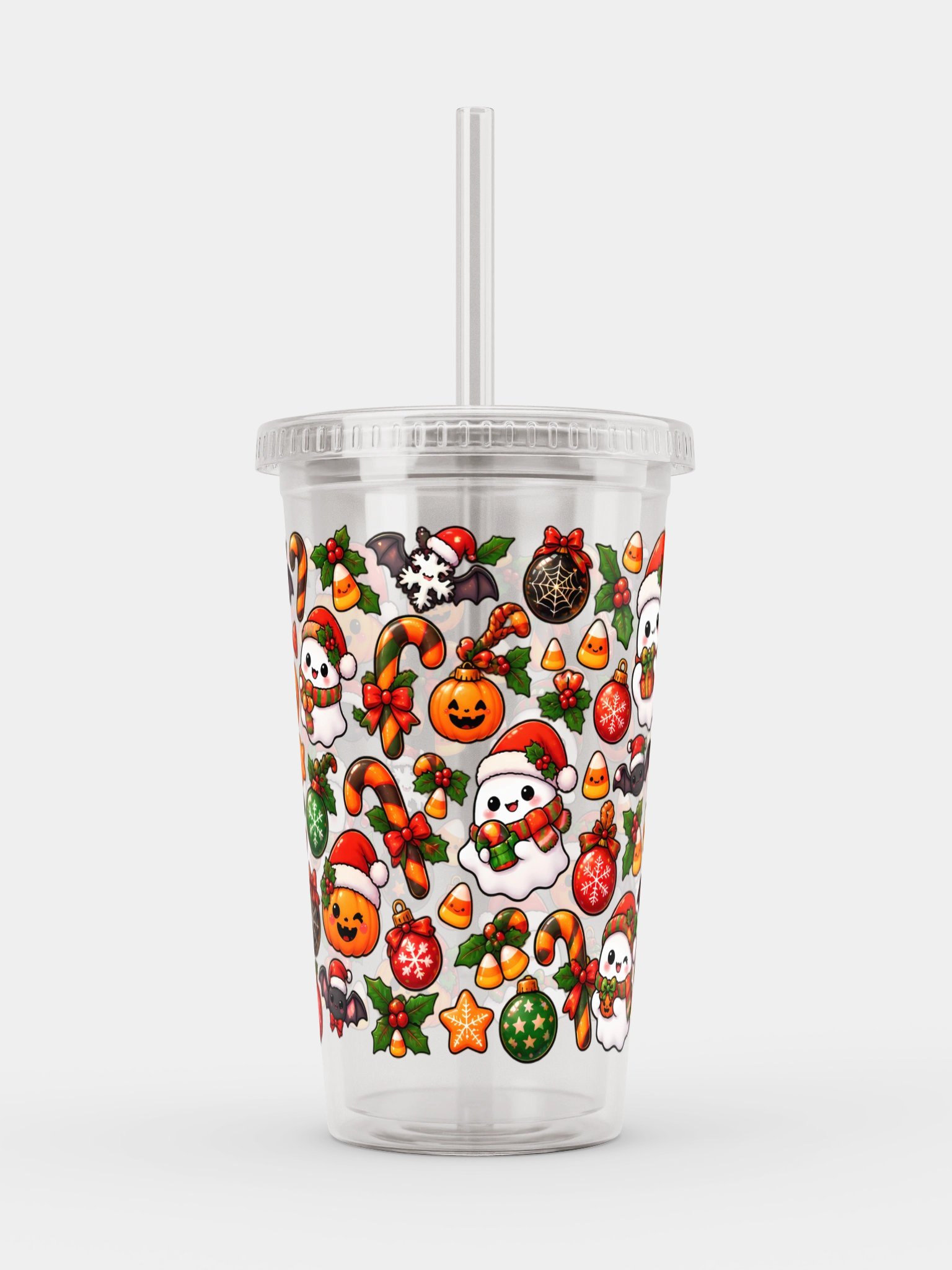 Pumpkin Meets Santa Clear Dual Wall Tumbler 16 Oz (473 ml) product image (1)