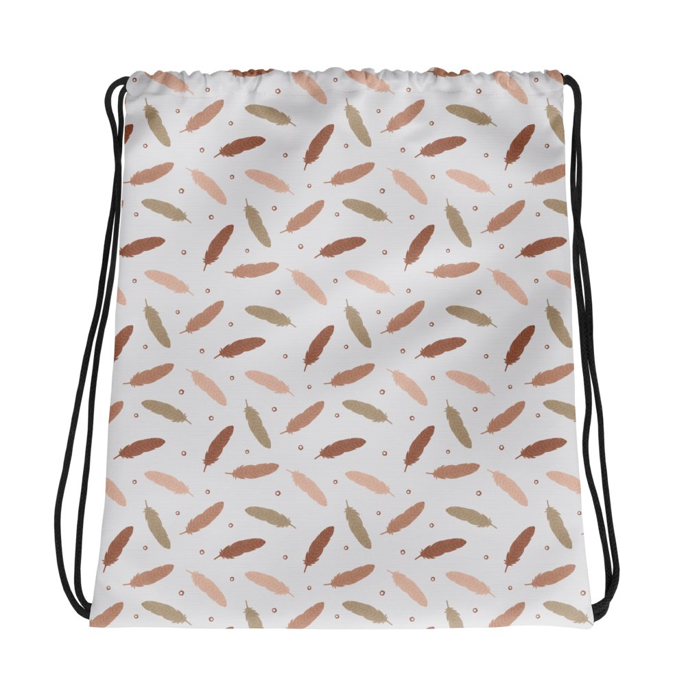 Mocha Mousse Feathers Drawstring Bag product image (1)