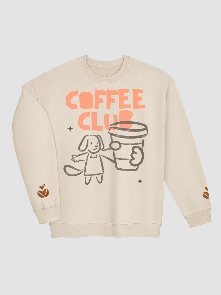Coffee Club Dog Crewneck Sweatshirt | Relaxed Fit Coffee Crewneck Sweatshirt product image (1)