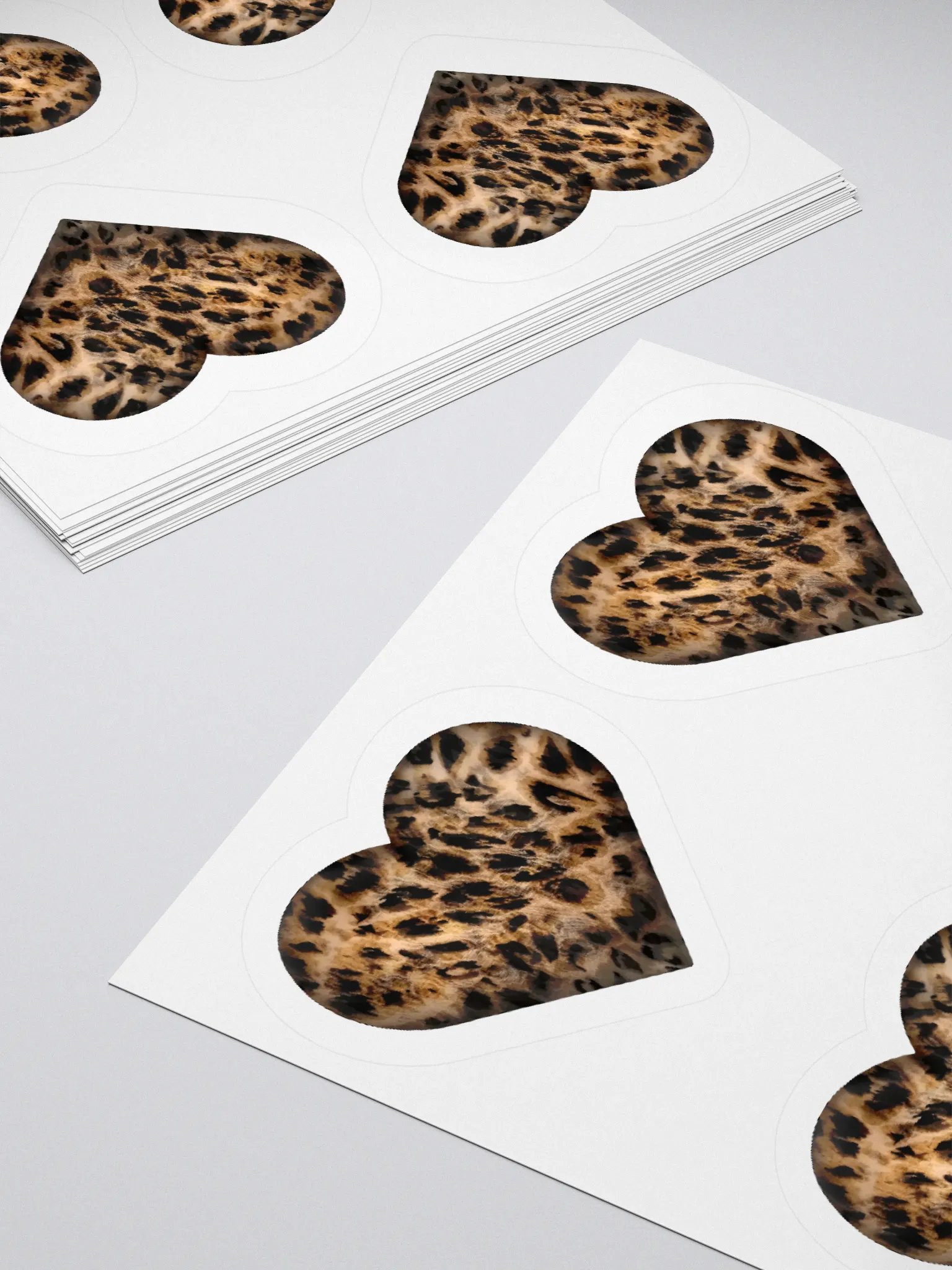 Leopard Skin brown Fur Hearts - Kiss Cut Sticker product image (3)