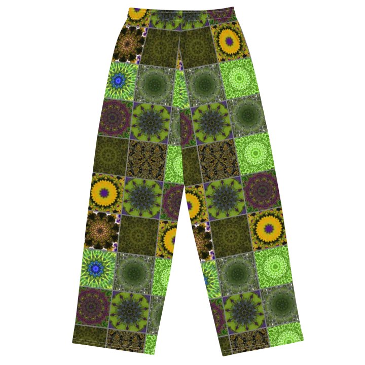 Green Crazy Quilt Wideleg Pants product image (1)