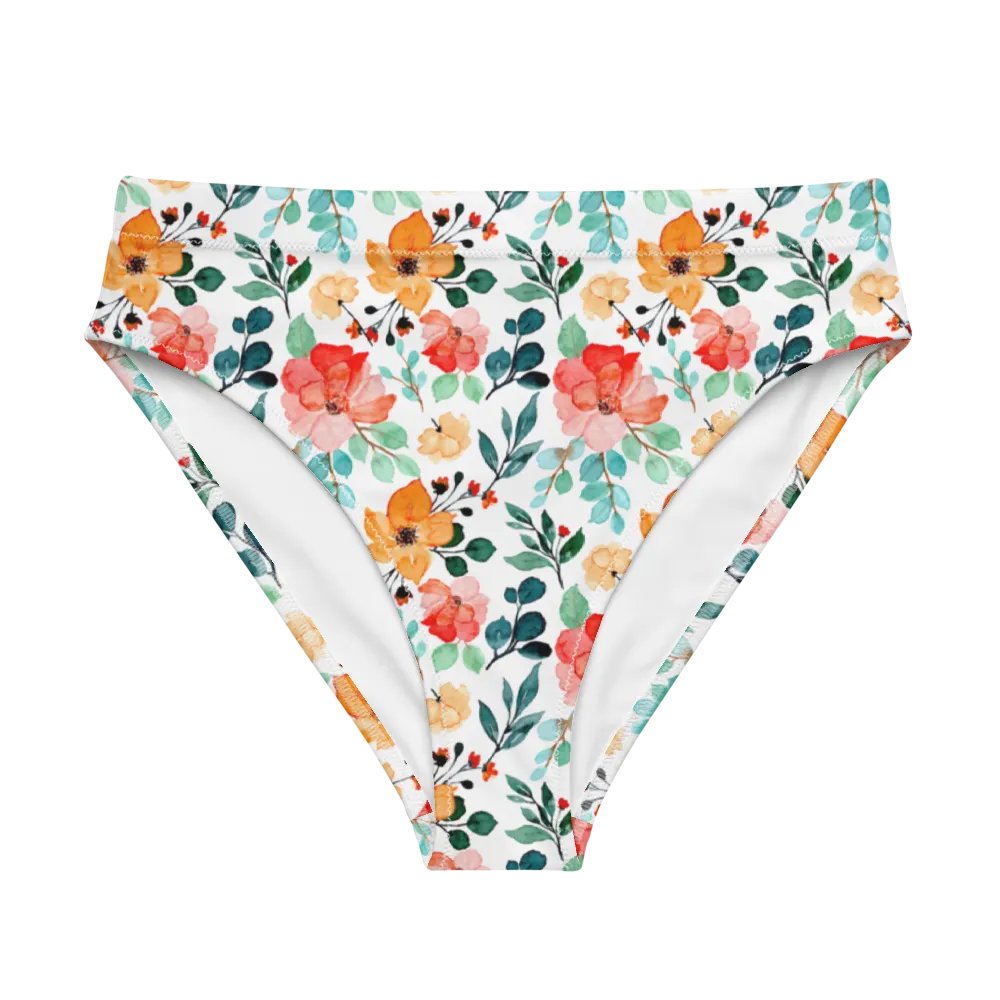 Watercolour Floral Pattern High Waisted Bikini Bottom product image (5)