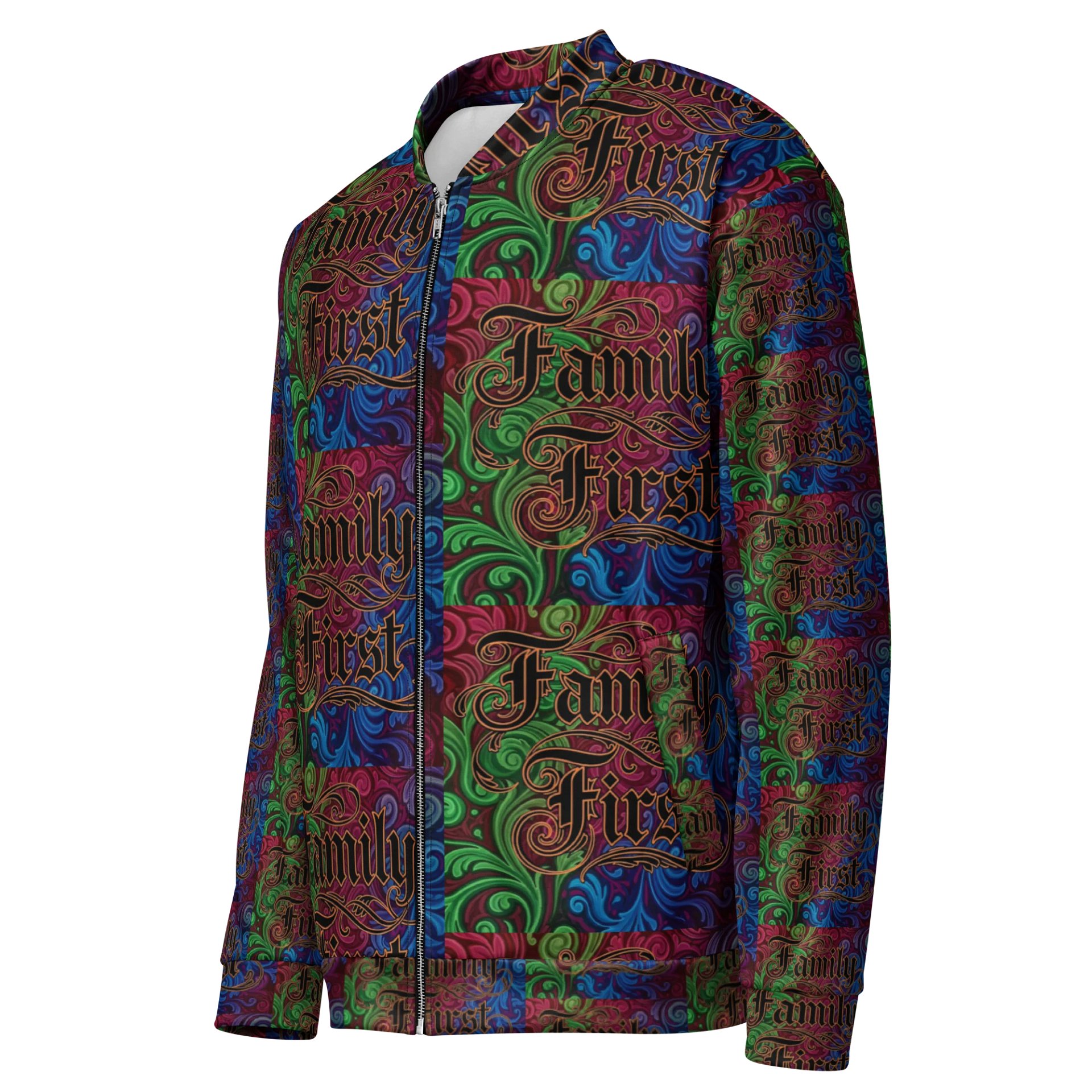 FRESH Unisex Da Culture, Experience Love! Family First Zipper Jacket,All-Over Print Bomber Jacket product image (3)