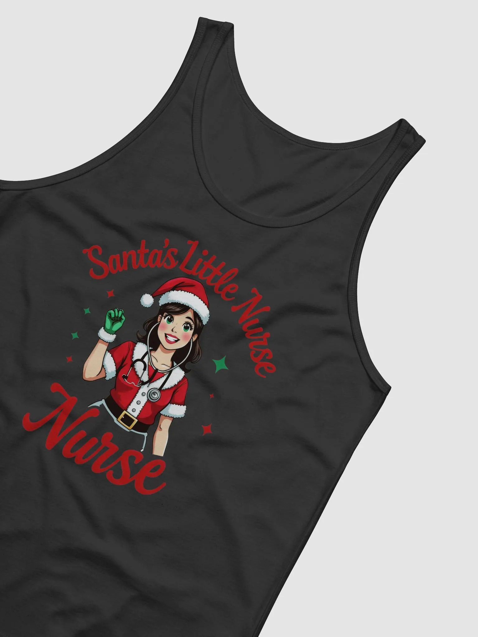 Santa's Stethoscope Little Nurse Jersey Tank product image (28)