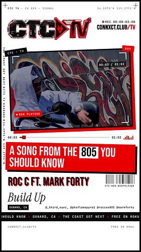 Have you heard “Build Up” by Roc C ft. Mark Forty?

A song from the 805 you should know 🔌 Straight out of Oxnard. Tap in with...