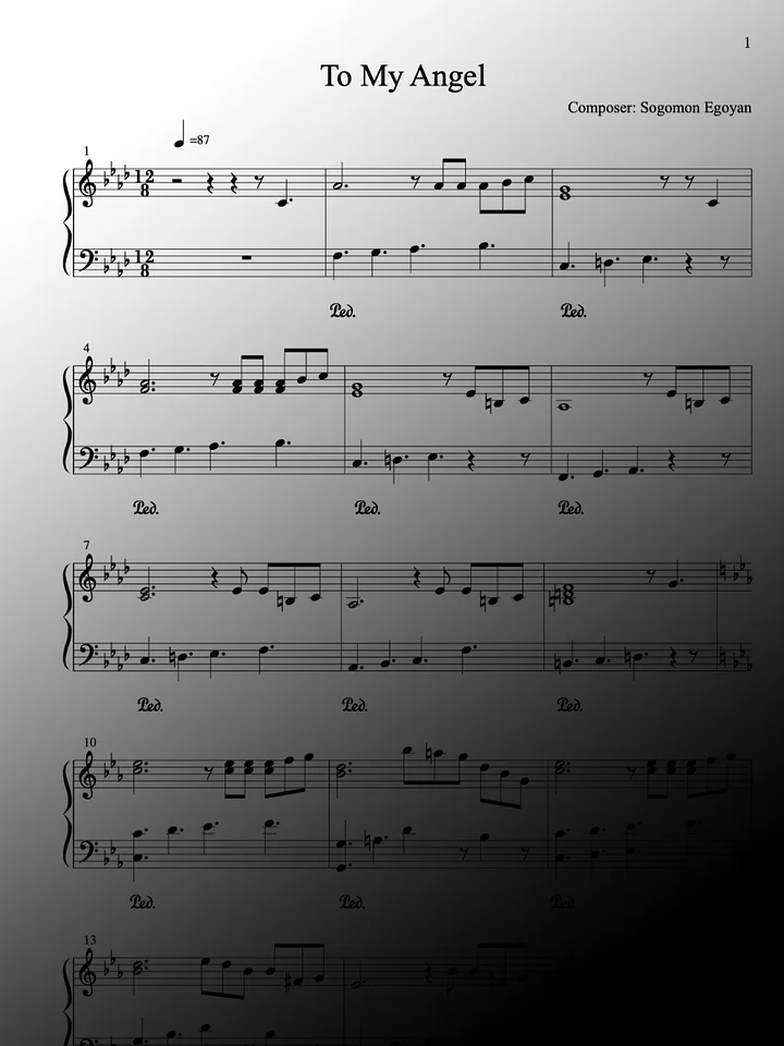 To My Angel by Sogomon Egoyan - Piano Sheet Music (Advanced and Easy versions) product image (2)