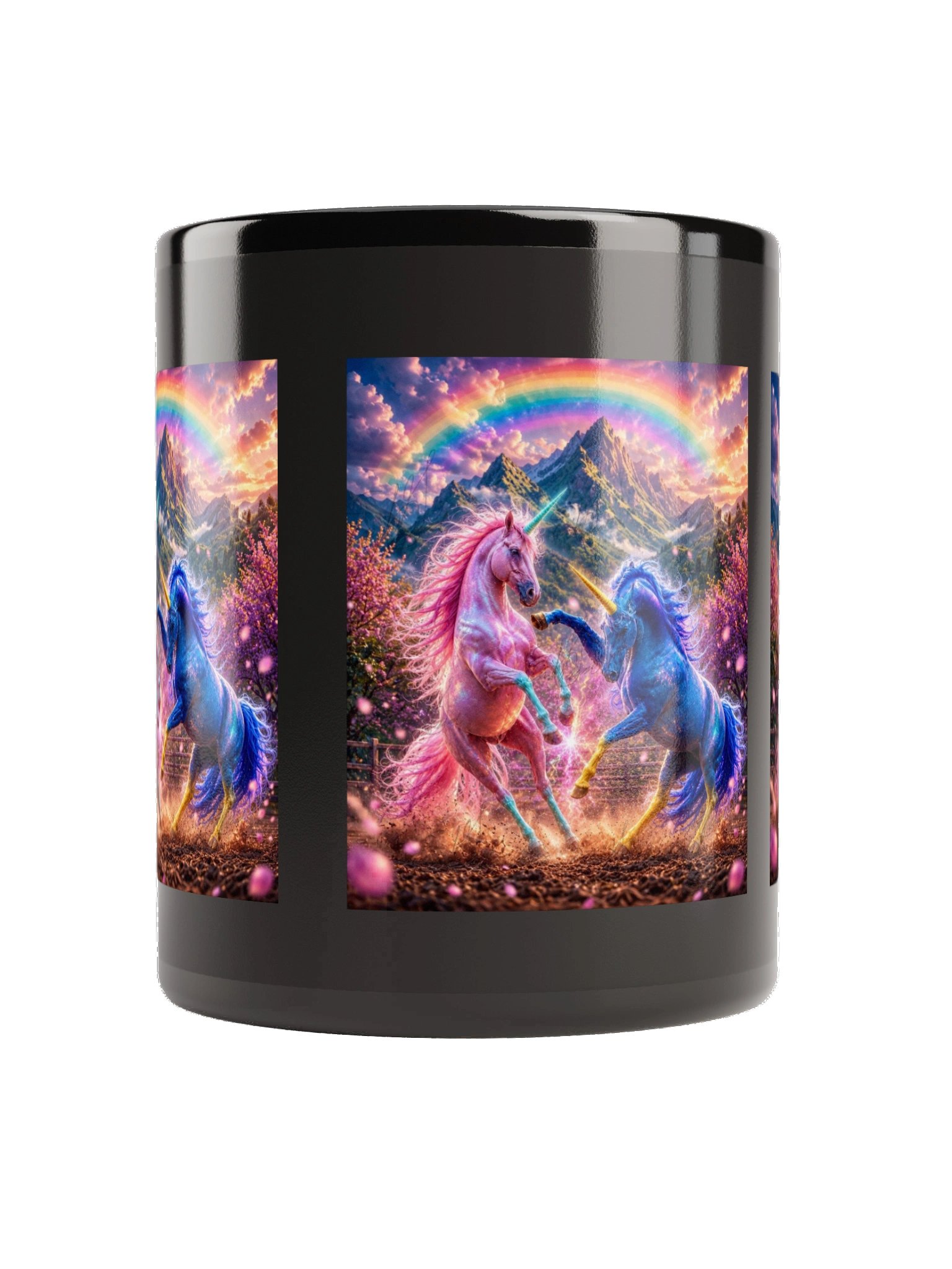 Fighting Unicorns Black Glossy Mug product image (8)