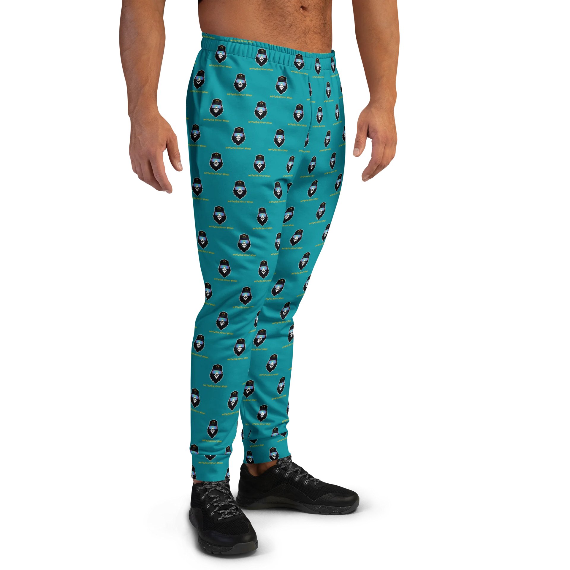 Synthsquatch Fitness Bigfoot Monogram Logo All-Over Print Men's Joggers (Teal) product image (4)