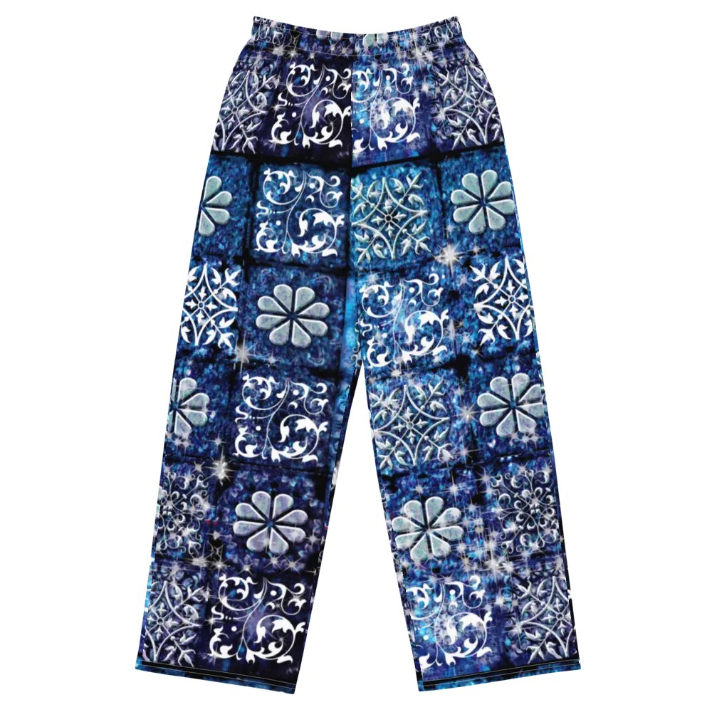 Blue Ice Crystals Motif Wideleg Pants product image (2)