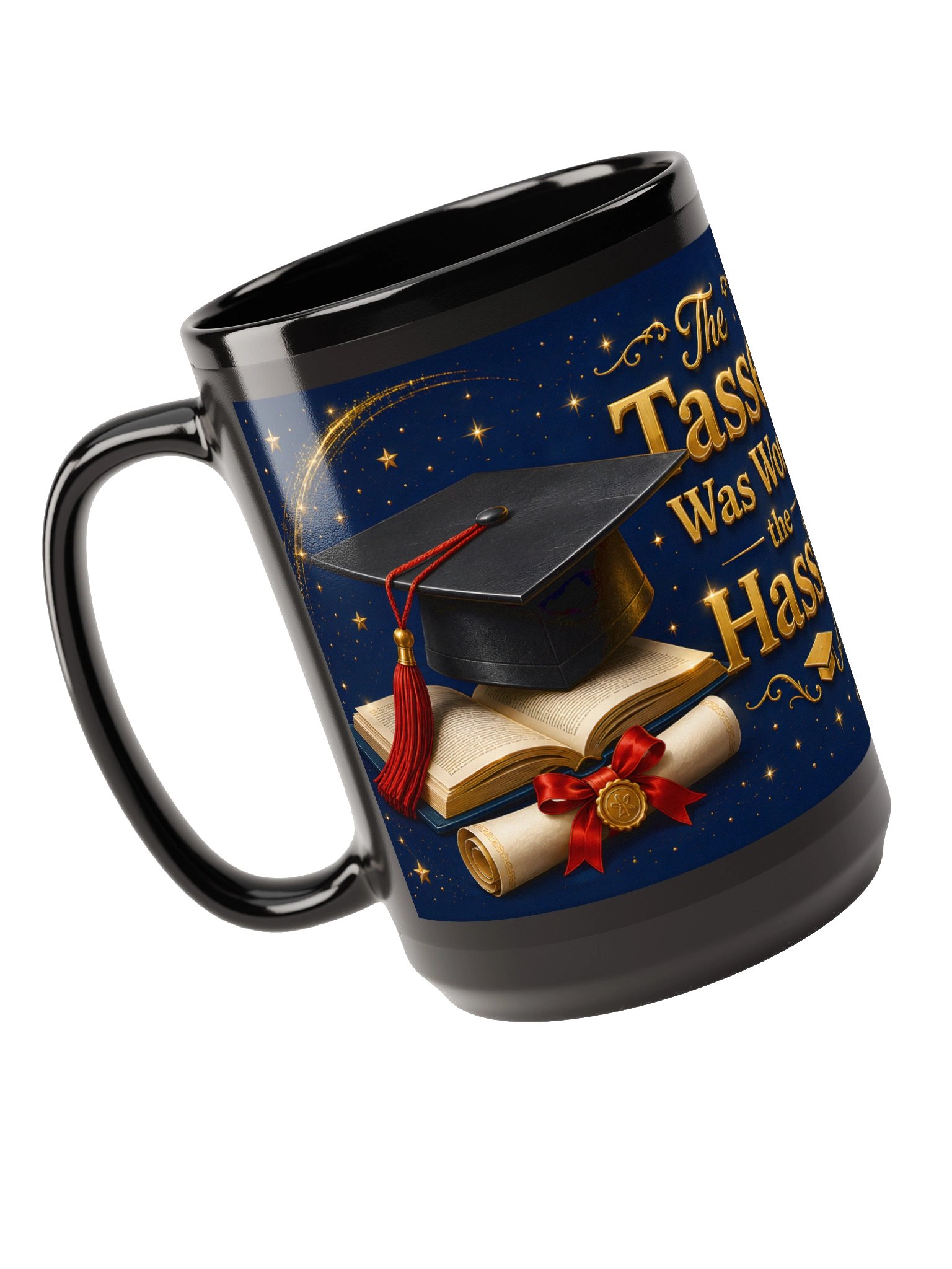 "The Tassel Was Worth the Hassle" Graduation Mug — Navy Wrap product image (5)