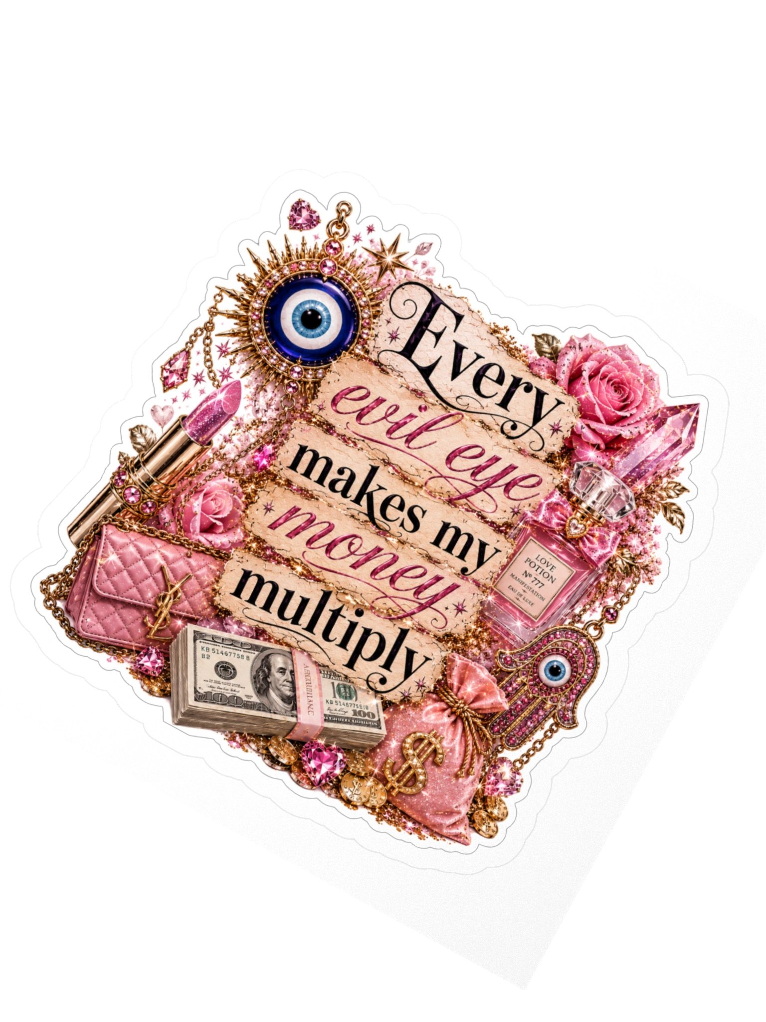 Evil eye transmute to money spell sticker product image (2)