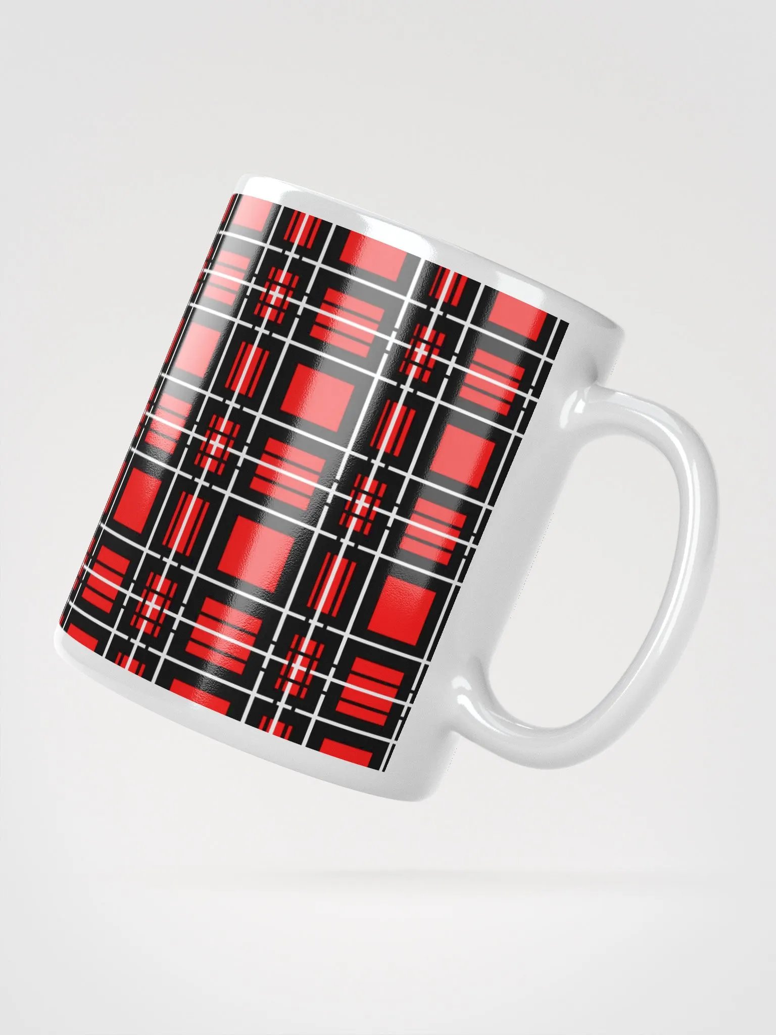 8T Sips Founders Plaid White Glossy Mug product image (2)