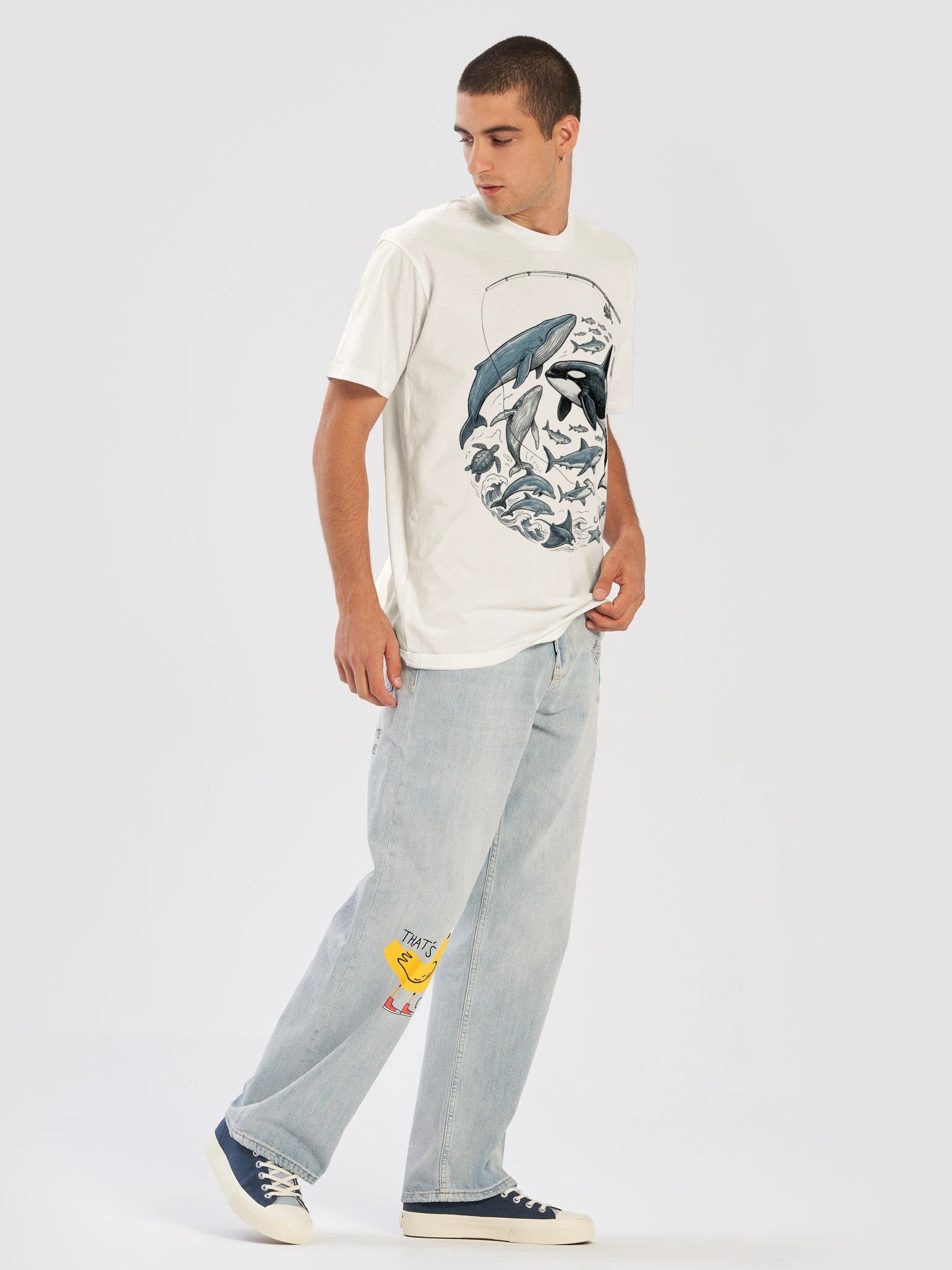 Vintage Sea Animals T-Shirt Design – Retro 90s Ocean Wildlife Graphic, Orca Whale Turtle & Dolphin product image (29)