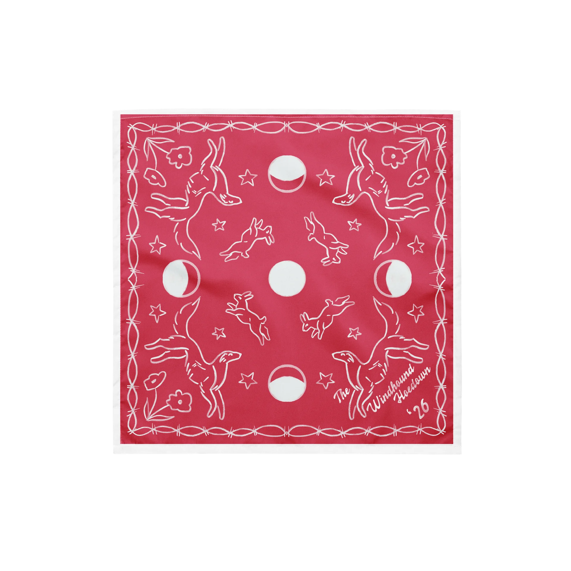 Windhound Hoedown '26 Bandana - White on Magenta product image (1)