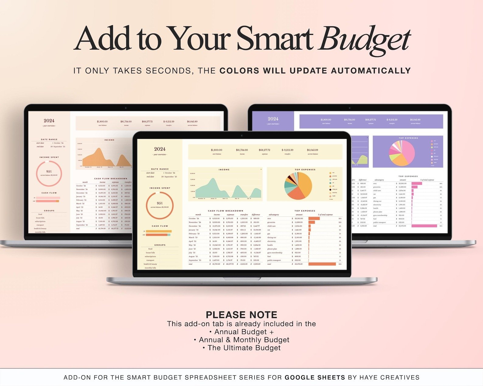 ADD-ON: Annual Overview Add On for Our Smart Budget Spreadsheet product image (4)