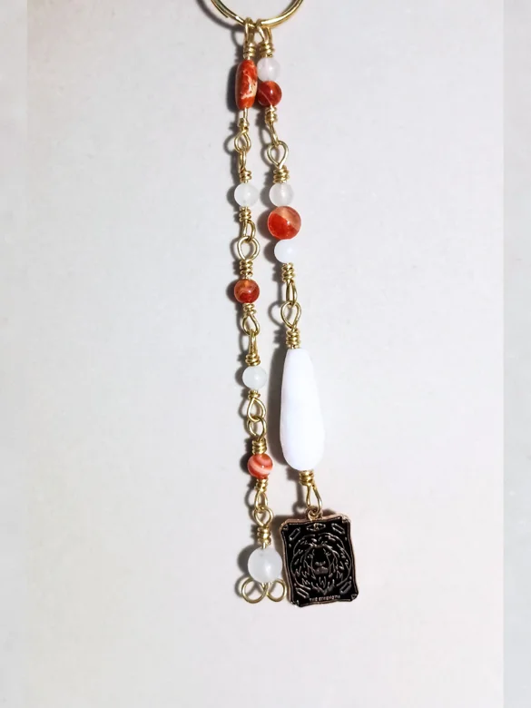 Courage & Success Purse Charm | Carnelian, Spodumene & Strength Tarot | Gold-Tone product image (4)