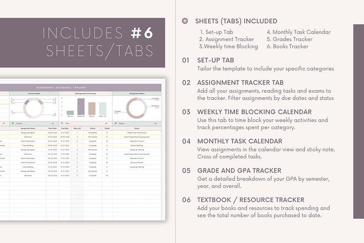 Student Academic Planner + Tracker BUNDLE | Google Sheets Template | Assignment + Exam, Grades GPA Tracker | University Student Spreadsheet product image (2)