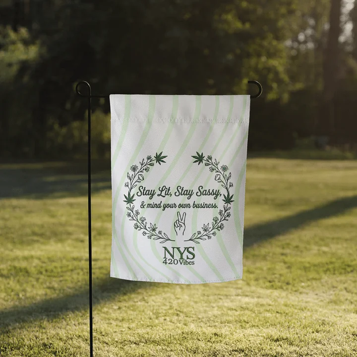 NYS 420 Vibes "Mind Your Business" Garden Flag product image (1)