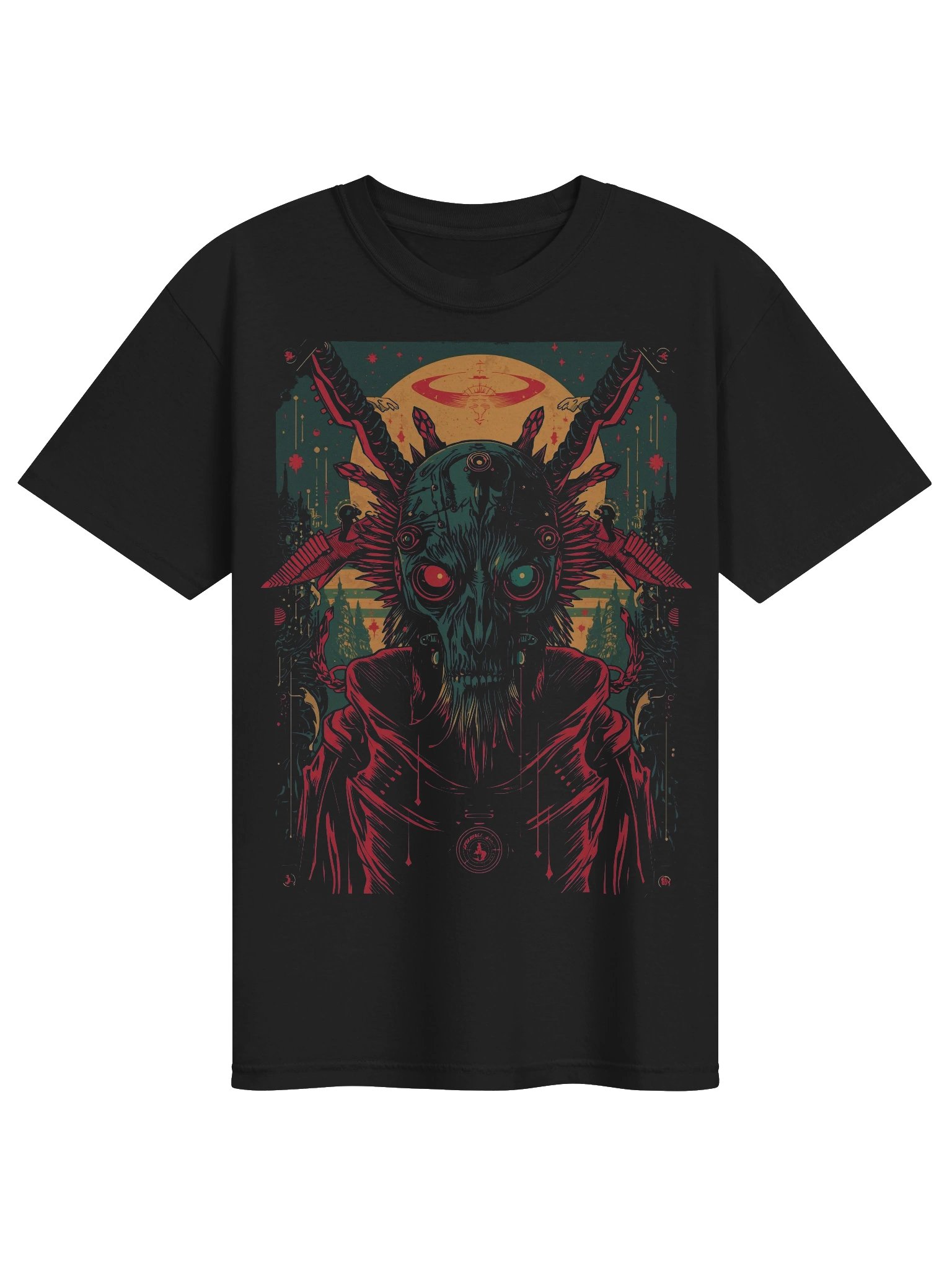 Eerie Sun Skull Heavyweight T-Shirt product image (1)