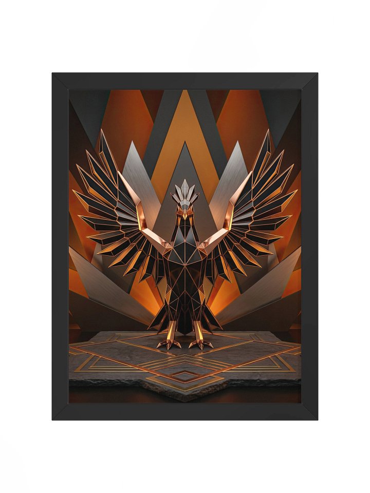 Radiant Geometric Phoenix Framed Poster - Neo-Deco Luxury Wall Art product image (1)