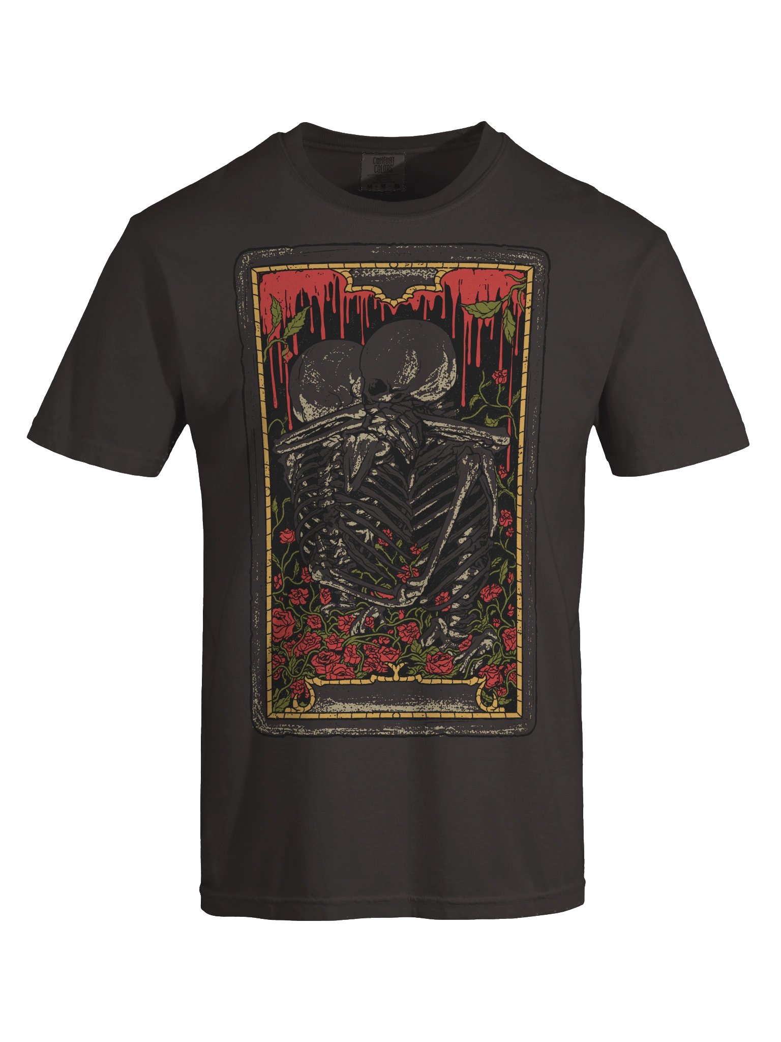 Skeleton Lovers Tarot Shirt – Gothic Romance Skull Couple Graphic Tee with Roses product image (6)