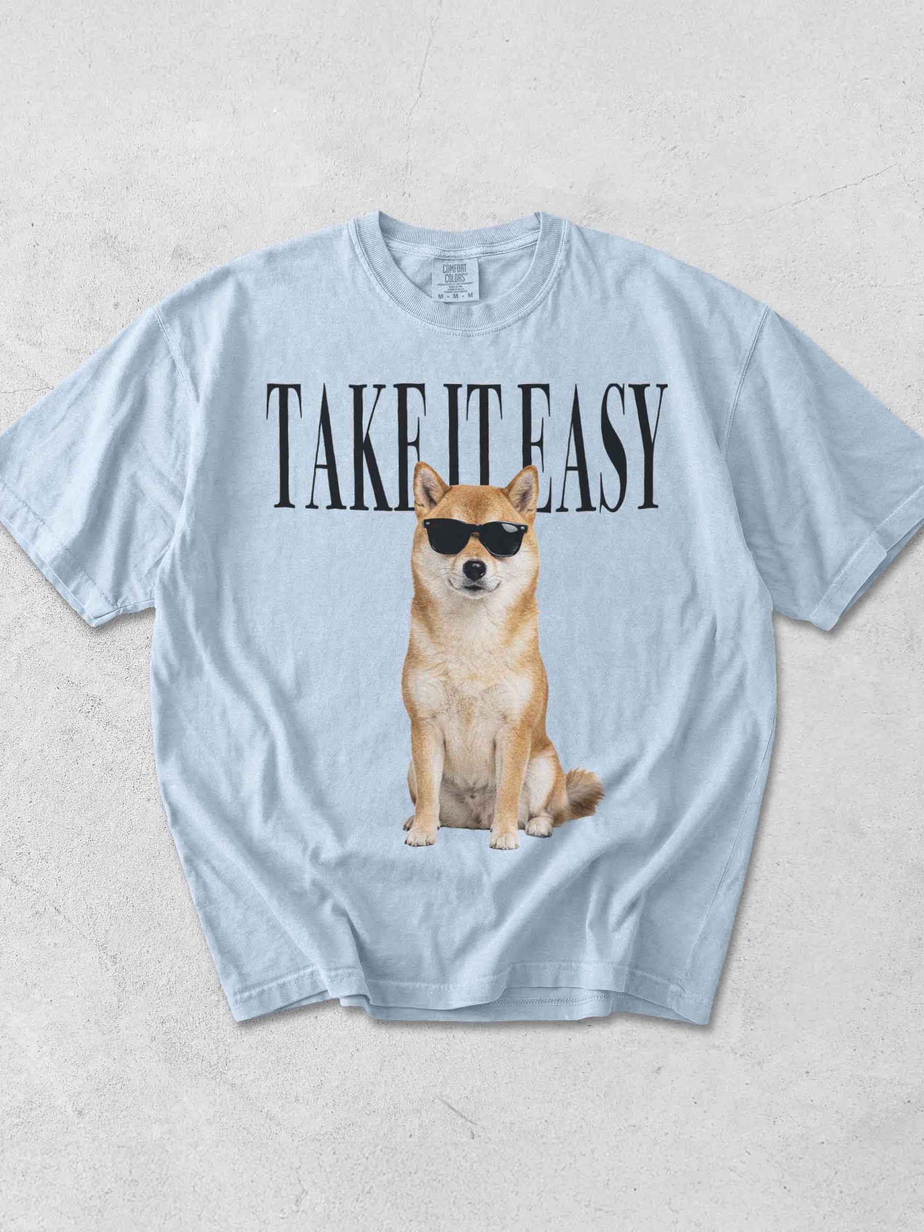 Take It Easy '90s Pop Vintage-Style T-Shirt for Japanese Shiba Inu(Red & White) Owners product image (1)