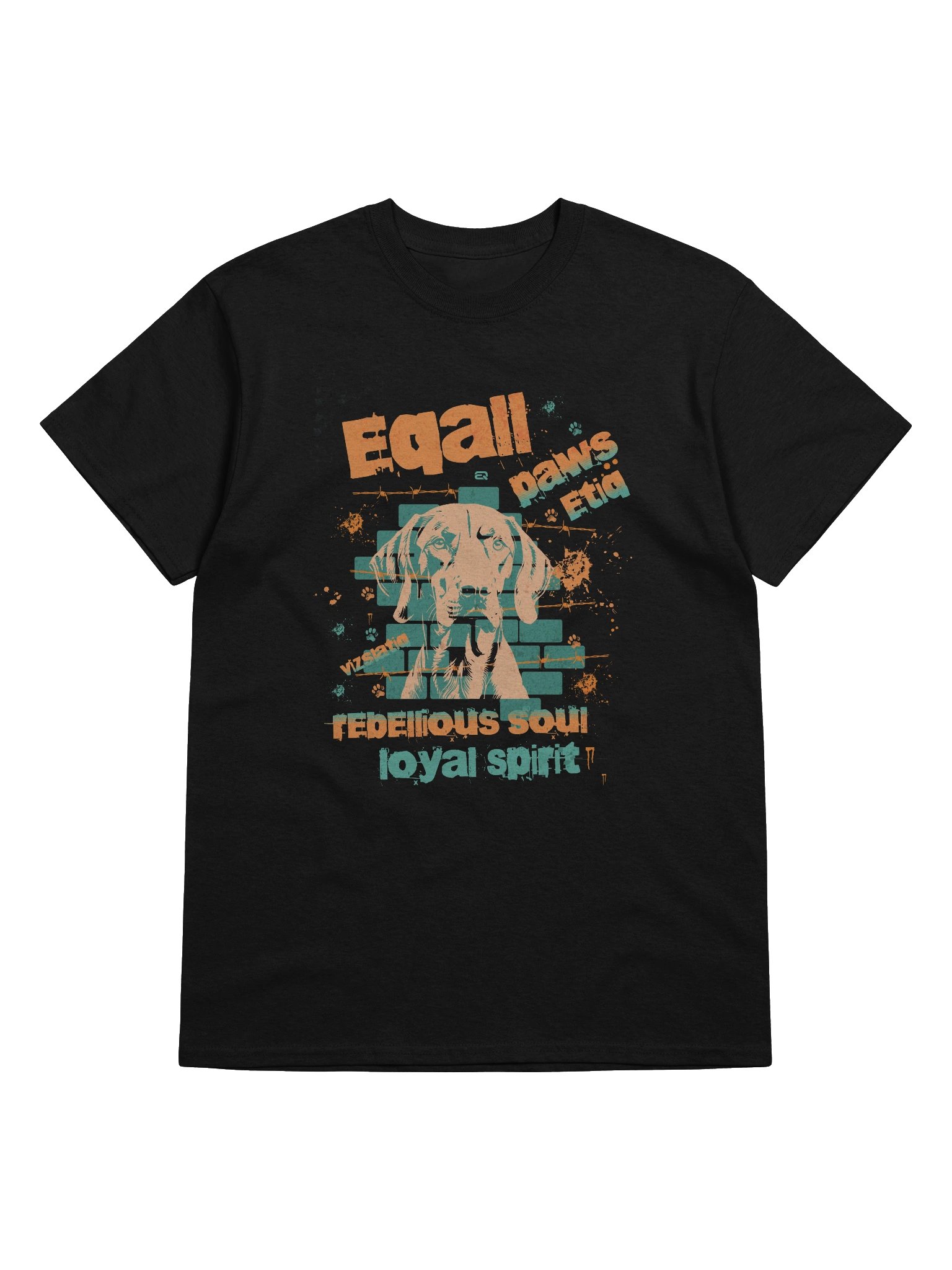 PAWSETIQ 100% Cotton Unisex Gildan T-shirt by EQALL® Originals: VIZSLATIQ_Orange_Turquoise product image (2)