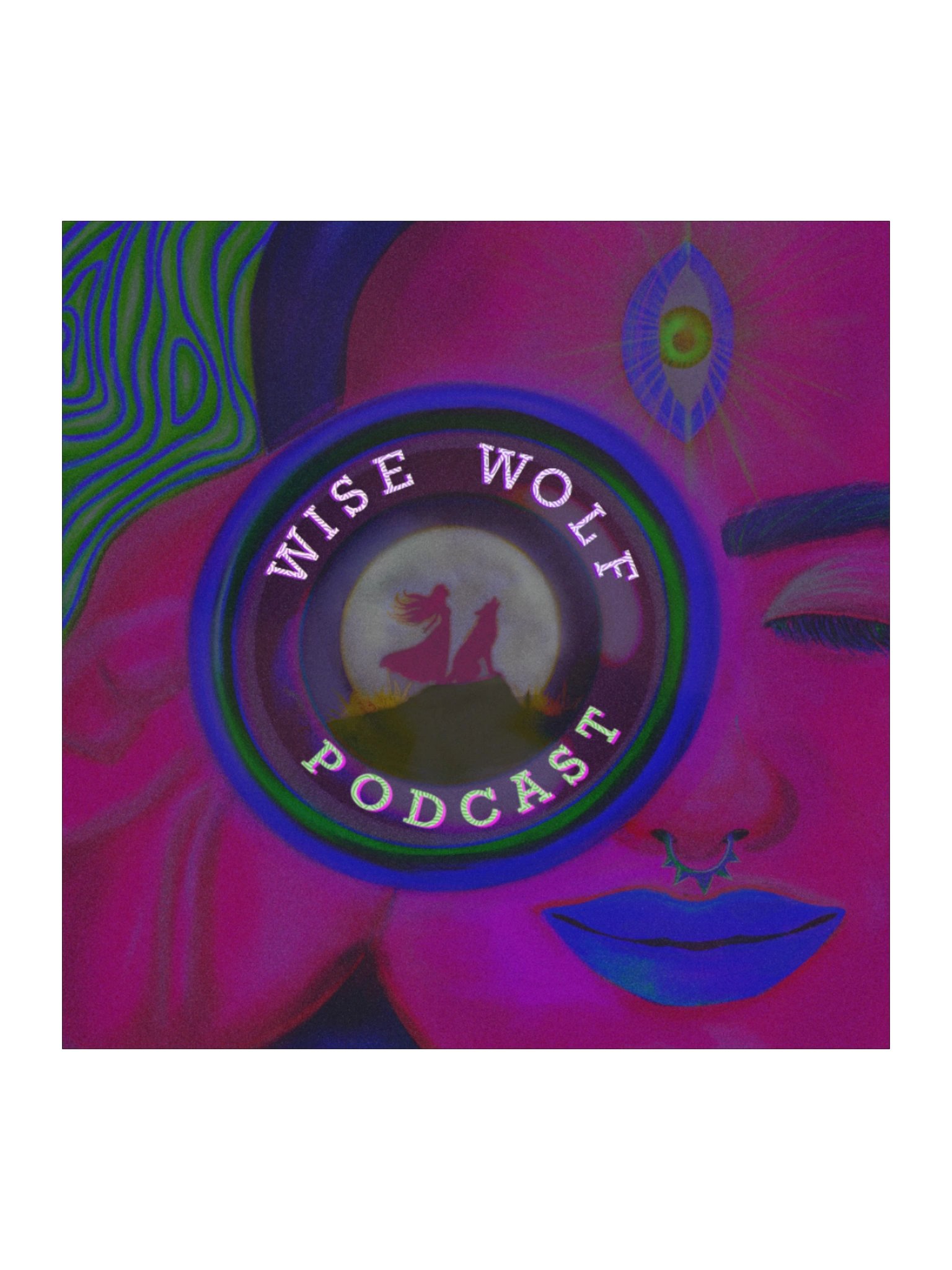 Wise Wolf Wellness Podcast Cover Art Kiss Cut Stickers product image (1)