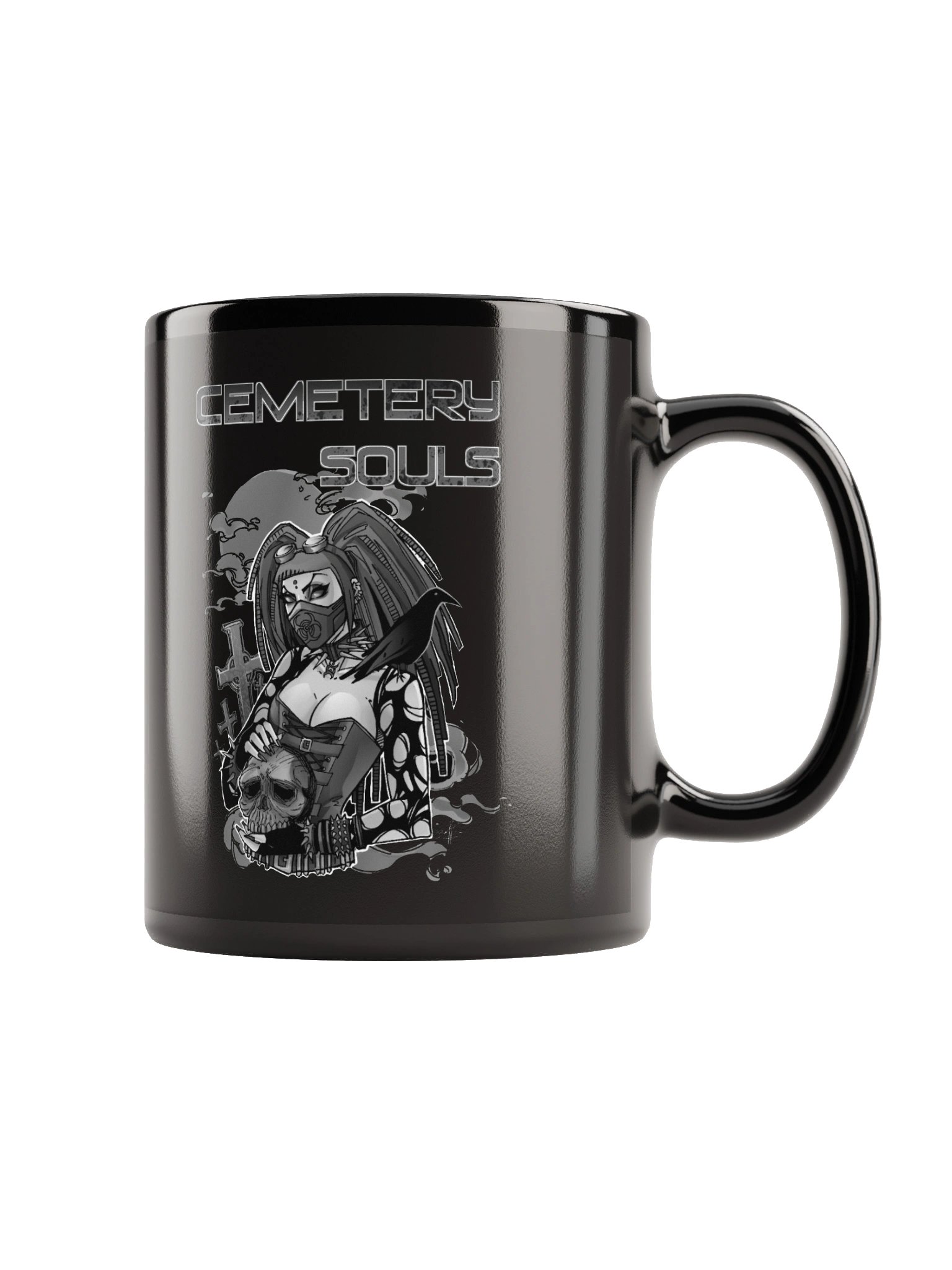 Cemetery Souls - CyberGoth Coffee Mug - Monochrome on black product image (3)